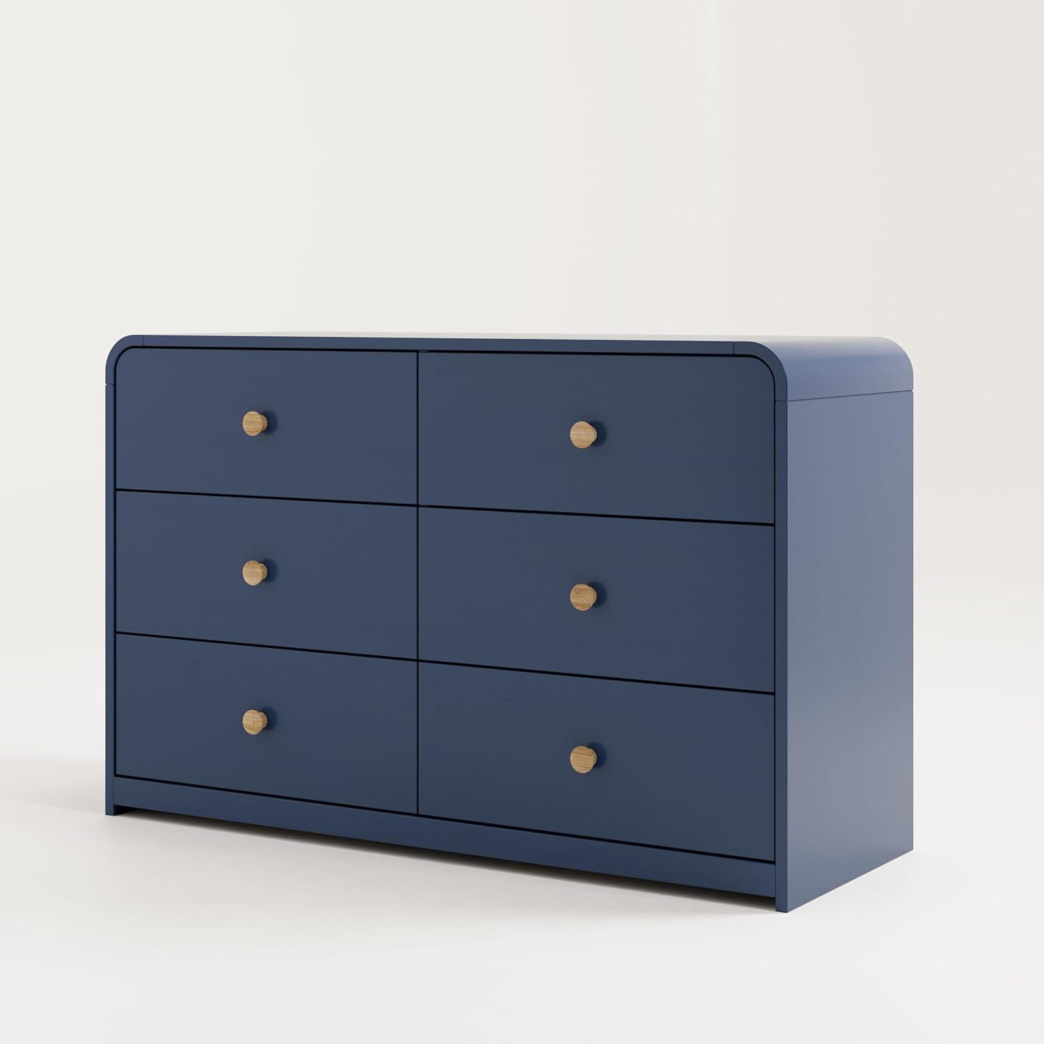 imageStorkcraft Santos 6 Drawer Bedroom Dresser Olive ampamp Natural GREENGUARD Gold Certified Dresser for Kids Bedroom with Interlocking Drawer SystemMidnight Blue With Natural