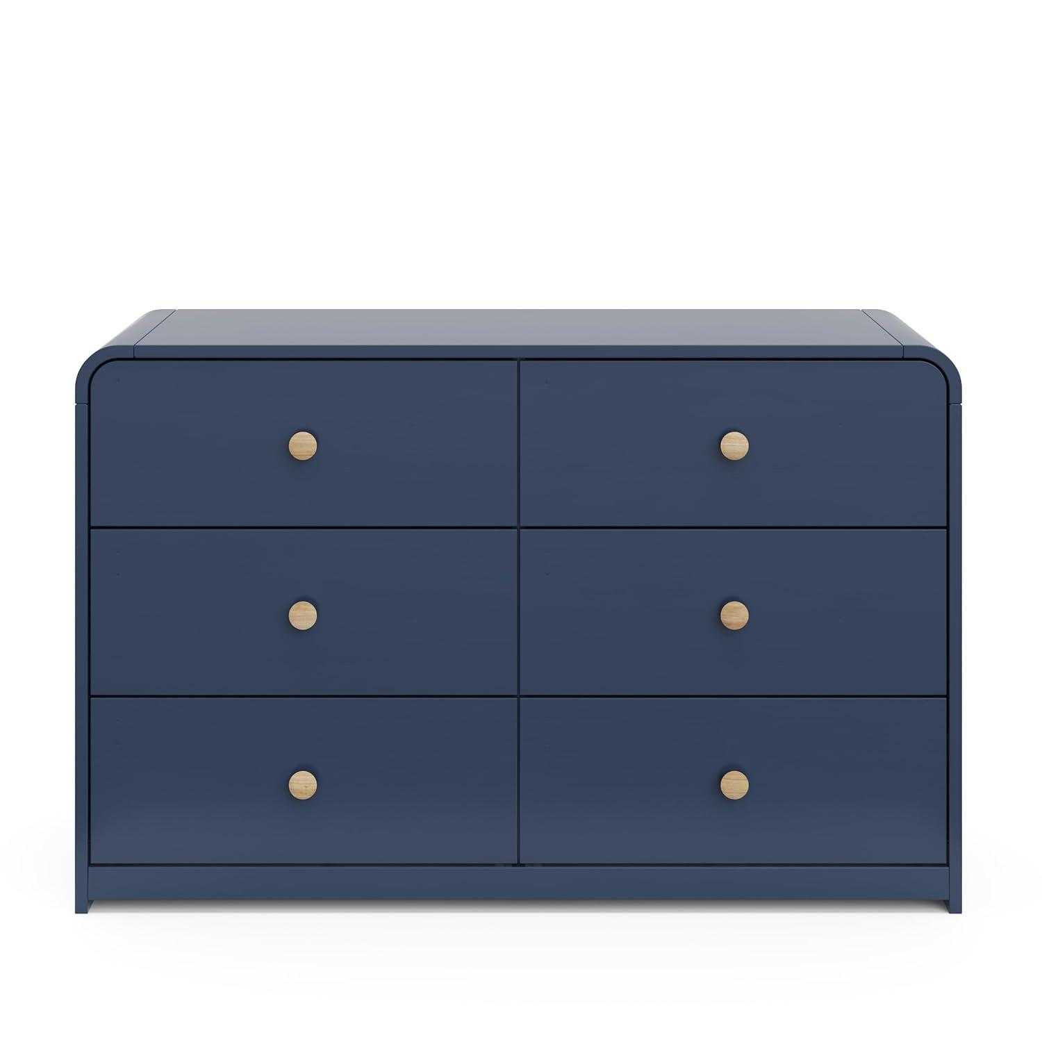 imageStorkcraft Santos 6 Drawer Bedroom Dresser Olive ampamp Natural GREENGUARD Gold Certified Dresser for Kids Bedroom with Interlocking Drawer SystemMidnight Blue With Natural