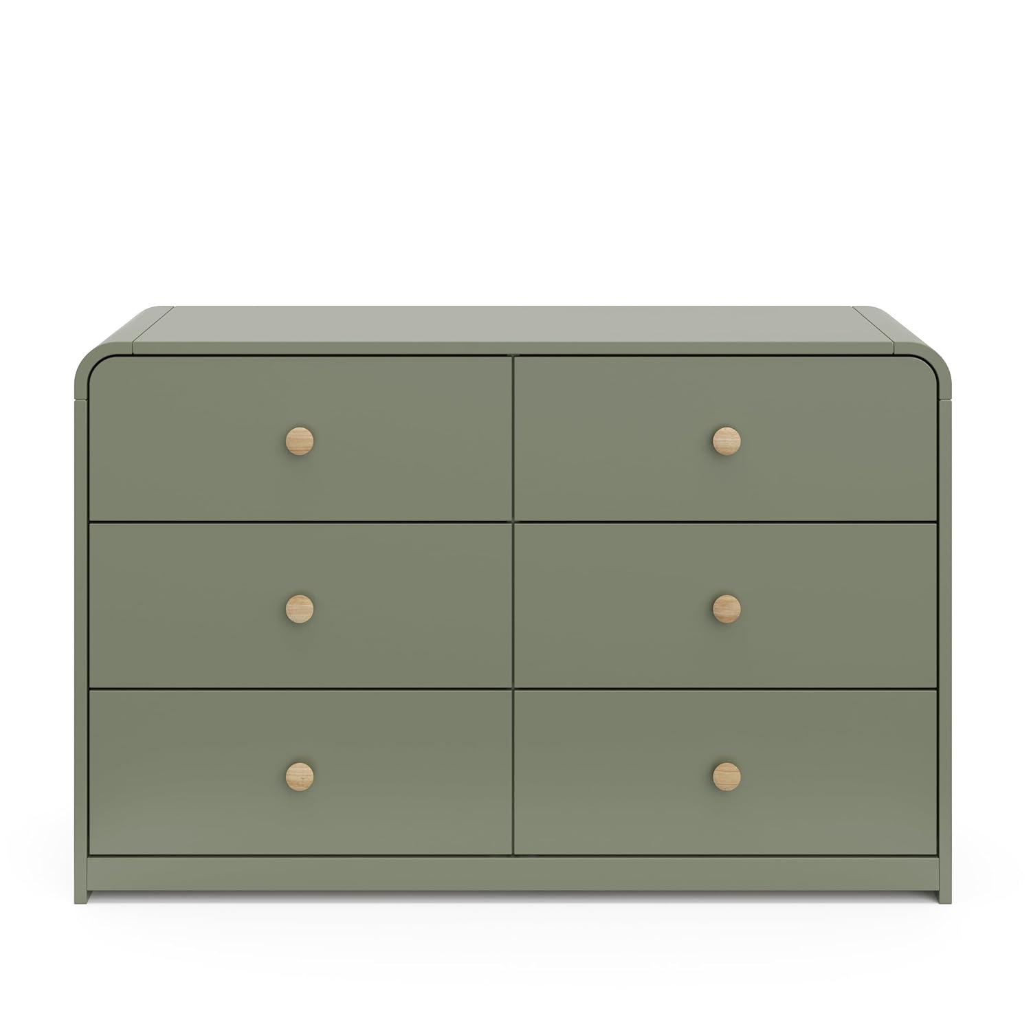 imageStorkcraft Santos 6 Drawer Bedroom Dresser Olive ampamp Natural GREENGUARD Gold Certified Dresser for Kids Bedroom with Interlocking Drawer SystemOlive With Natural