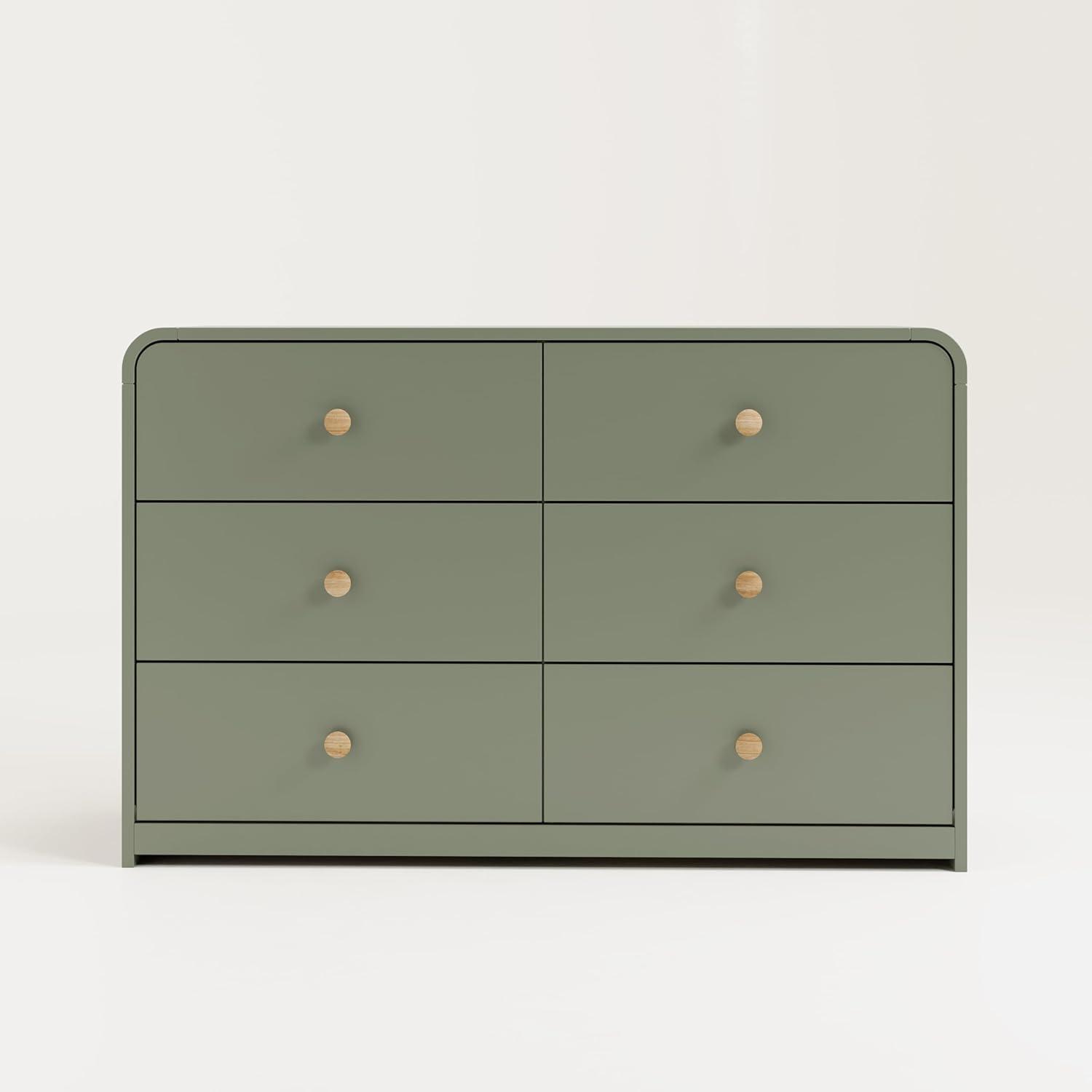 imageStorkcraft Santos 6 Drawer Bedroom Dresser Olive ampamp Natural GREENGUARD Gold Certified Dresser for Kids Bedroom with Interlocking Drawer SystemOlive With Natural