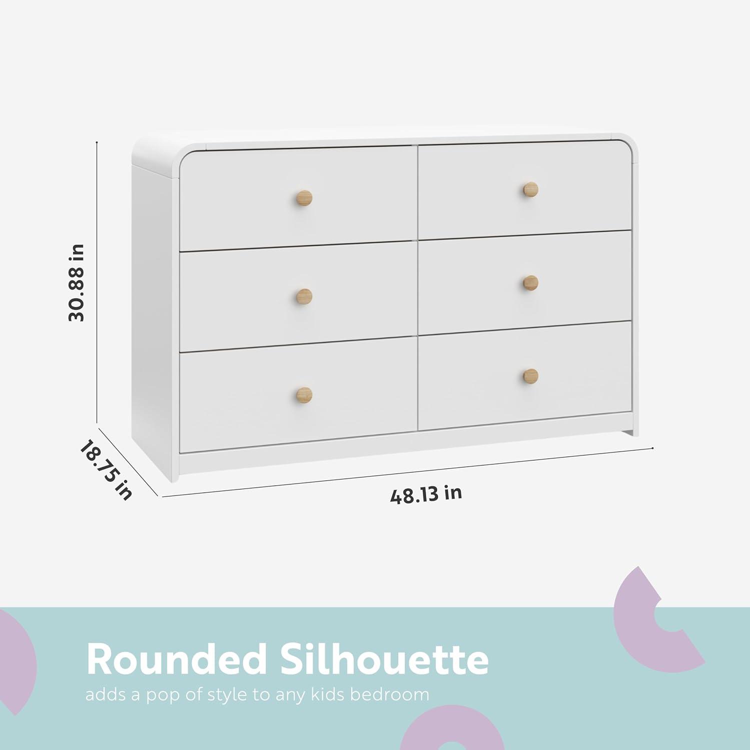 imageStorkcraft Santos 6 Drawer Bedroom Dresser Olive ampamp Natural GREENGUARD Gold Certified Dresser for Kids Bedroom with Interlocking Drawer SystemWhite With Natural