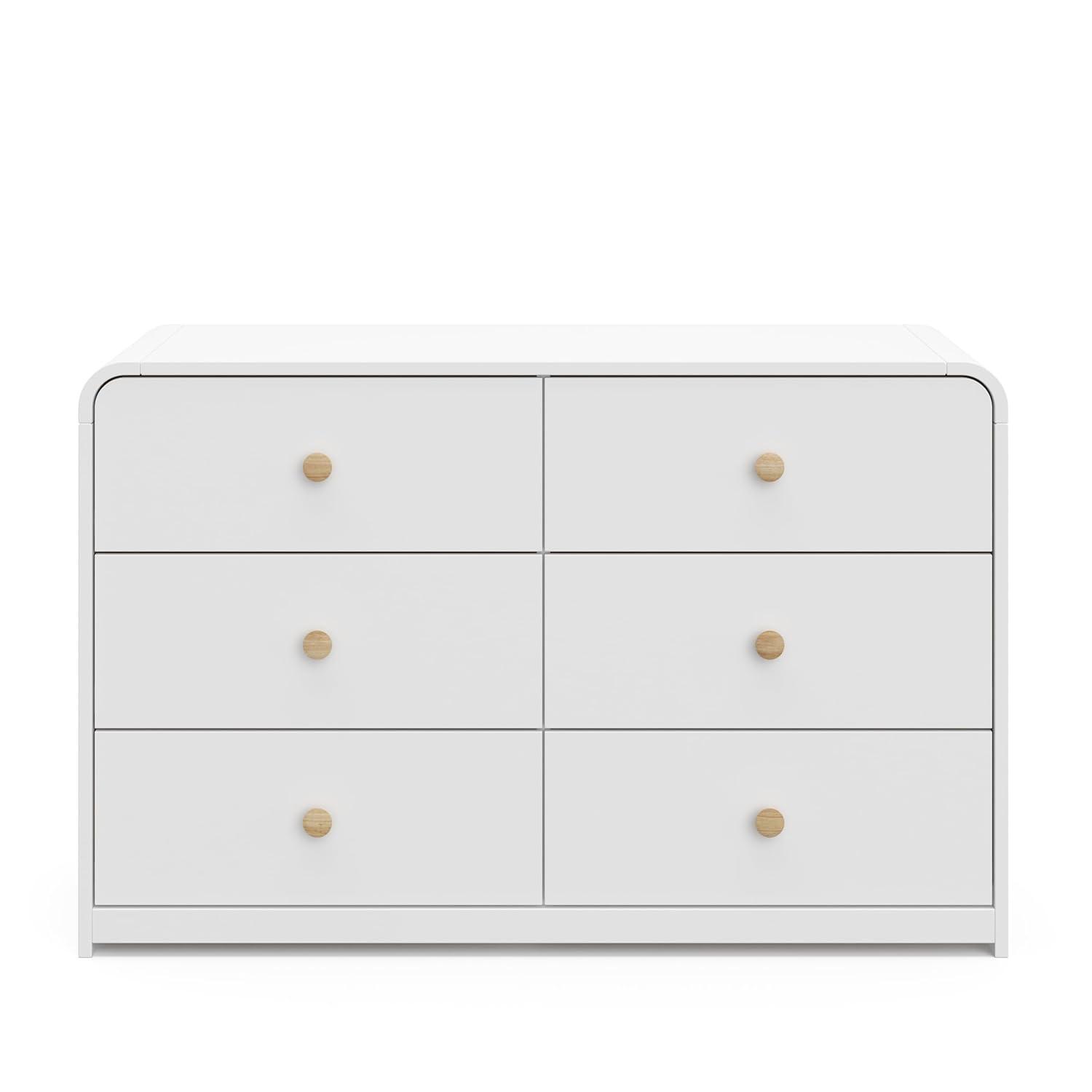imageStorkcraft Santos 6 Drawer Bedroom Dresser Olive ampamp Natural GREENGUARD Gold Certified Dresser for Kids Bedroom with Interlocking Drawer SystemWhite With Natural