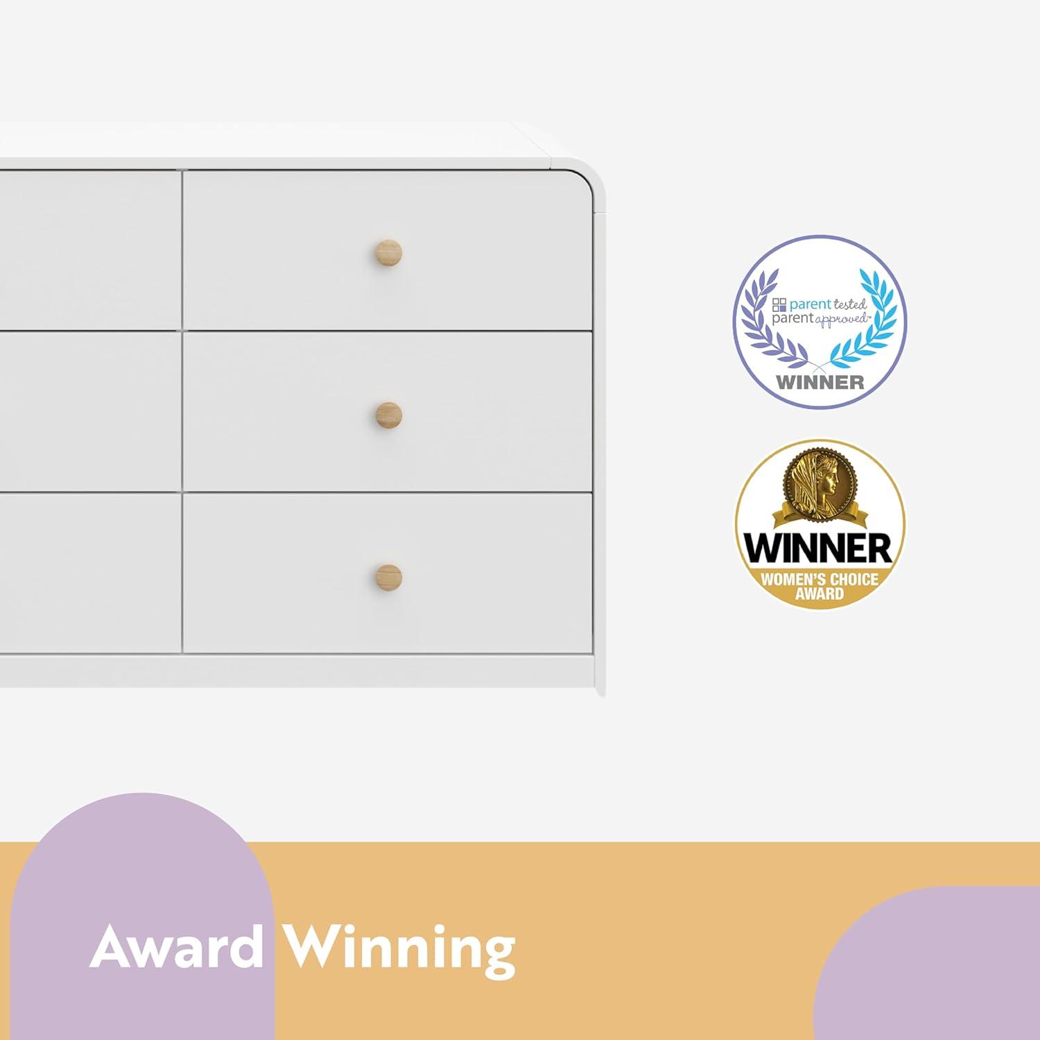 imageStorkcraft Santos 6 Drawer Bedroom Dresser Olive ampamp Natural GREENGUARD Gold Certified Dresser for Kids Bedroom with Interlocking Drawer SystemWhite With Natural