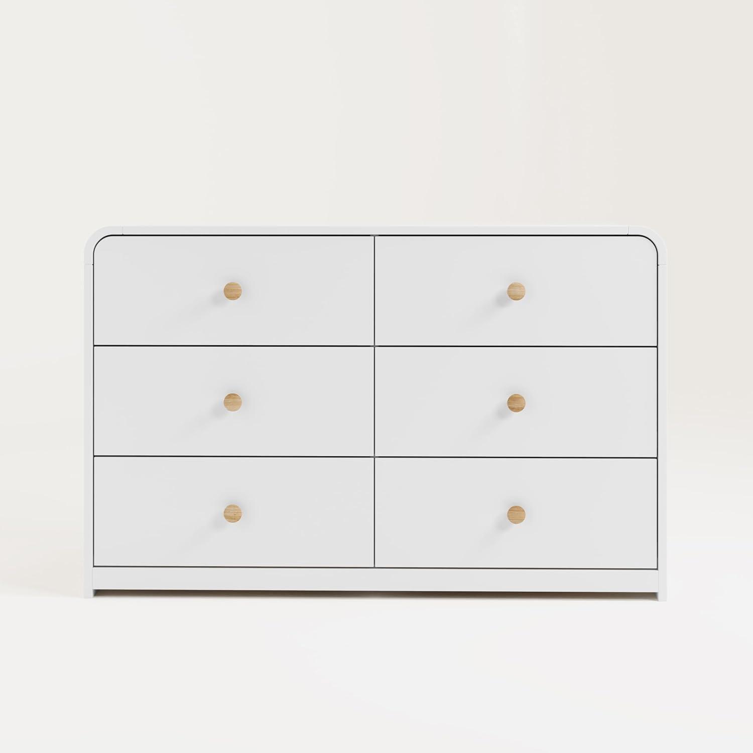 imageStorkcraft Santos 6 Drawer Bedroom Dresser Olive ampamp Natural GREENGUARD Gold Certified Dresser for Kids Bedroom with Interlocking Drawer SystemWhite With Natural