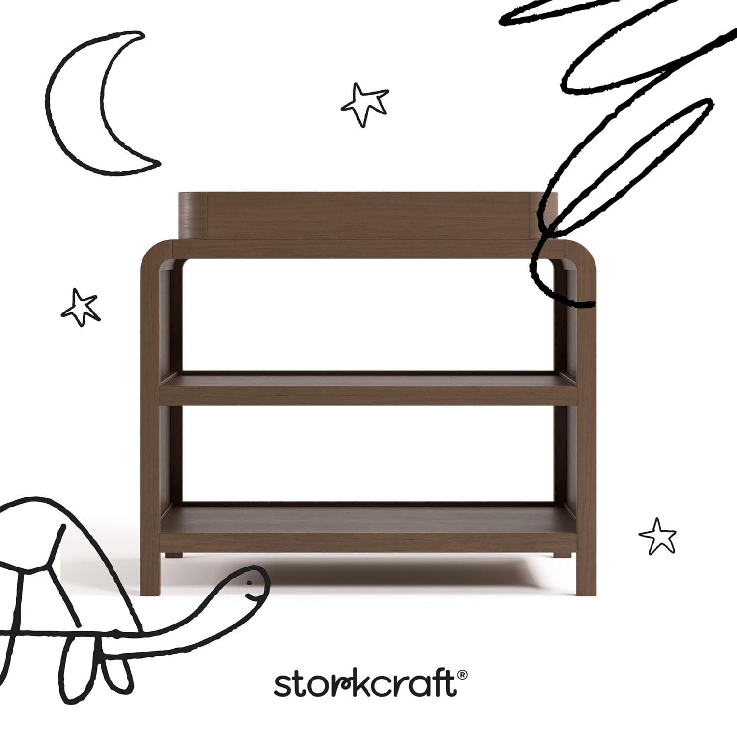 imageStorkcraft Santos Changing Table Olive GREENGUARD Gold Certified Baby Changing Table Solid Wood Changing Table for Baby Removable Changing Topper Fits StandardSize Changing PadHazelnut