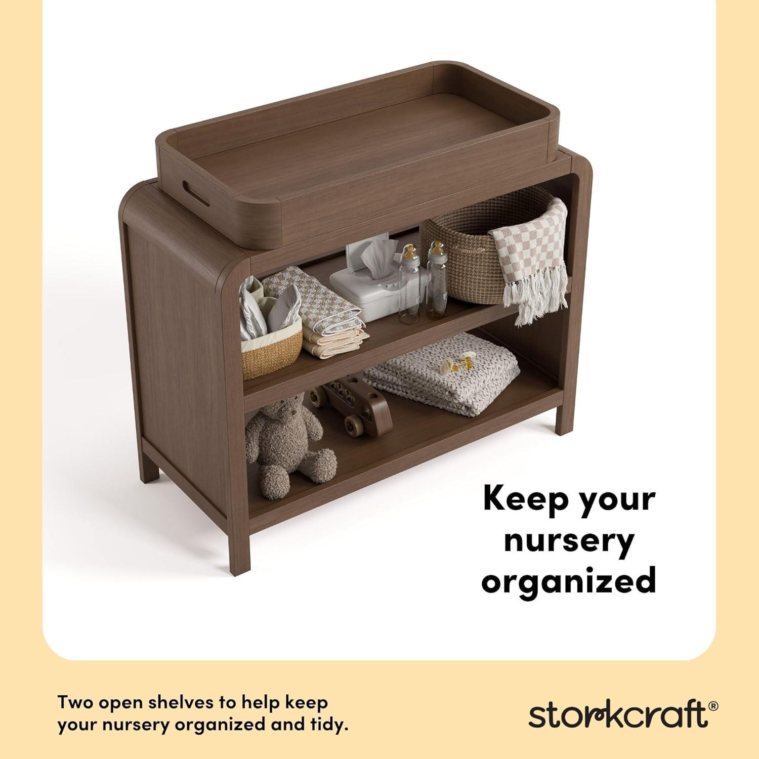 imageStorkcraft Santos Changing Table Olive GREENGUARD Gold Certified Baby Changing Table Solid Wood Changing Table for Baby Removable Changing Topper Fits StandardSize Changing PadHazelnut