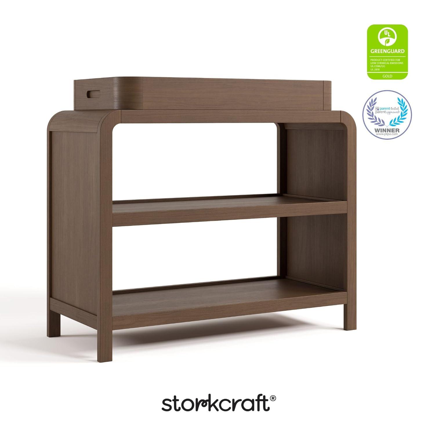 imageStorkcraft Santos Changing Table Olive GREENGUARD Gold Certified Baby Changing Table Solid Wood Changing Table for Baby Removable Changing Topper Fits StandardSize Changing PadHazelnut