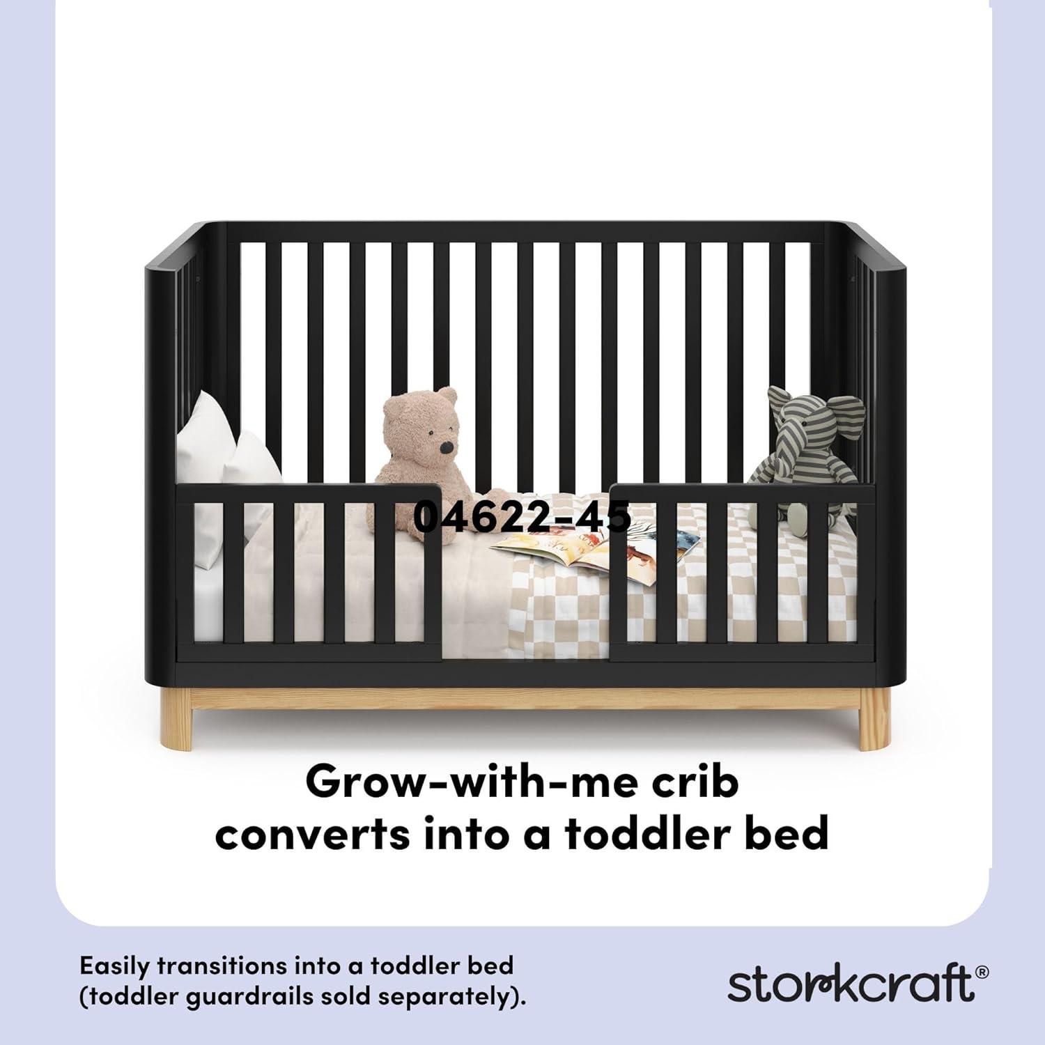 imageStorkcraft Santos Convertible Crib Olive ampamp Natural GREENGUARD Gold Certified Fits Standard Crib Mattress Converts to Toddler Bed and Daybed 4 Adjustable Mattress Heights Rounded EdgesBlack With Natural