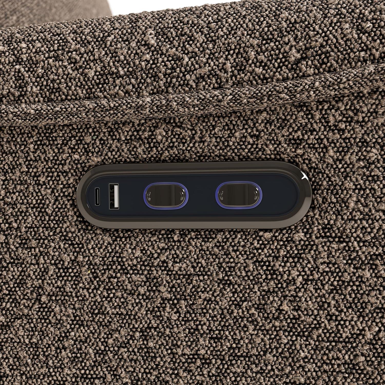 imageStorkcraft Santos Deluxe Power Recliner Swivel Glider Ivory Boucle Premium Electronic Power Recliner for Nursery Includes DualUSB Charging Port with USBA ampamp USBC Glider Rocking ChairMountain Brown Boucle