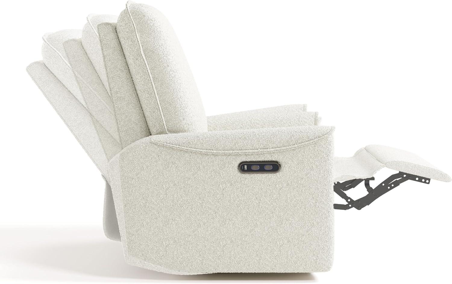 imageStorkcraft Santos Deluxe Power Recliner Swivel Glider Ivory Boucle Premium Electronic Power Recliner for Nursery Includes DualUSB Charging Port with USBA ampamp USBC Glider Rocking ChairIvory Boucle