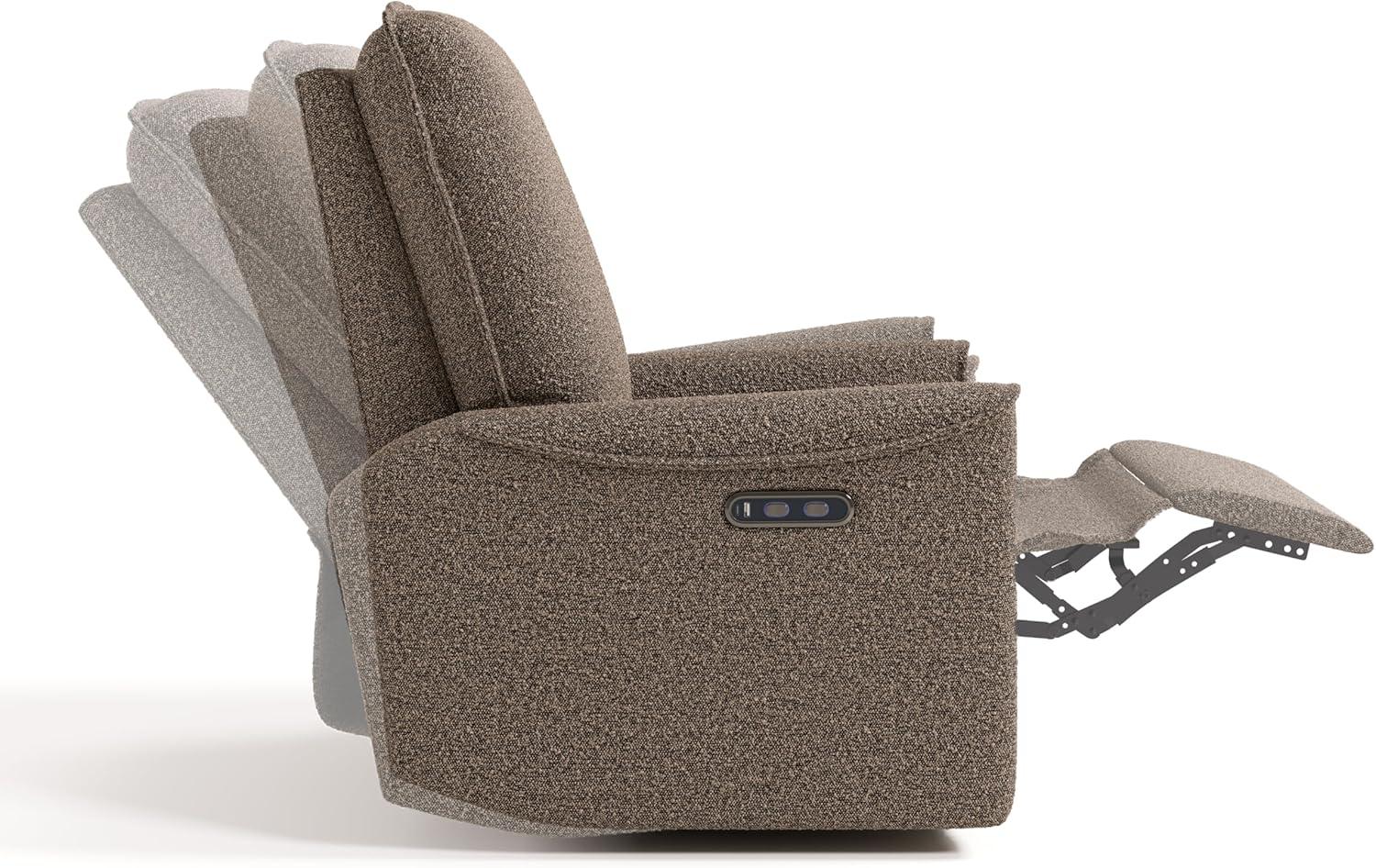 imageStorkcraft Santos Deluxe Power Recliner Swivel Glider Ivory Boucle Premium Electronic Power Recliner for Nursery Includes DualUSB Charging Port with USBA ampamp USBC Glider Rocking ChairMountain Brown Boucle