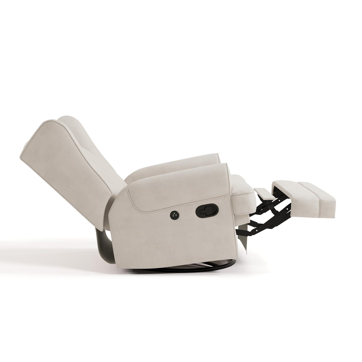 imageStorkcraft Serenity Glider Recliner Nursery Chair with USB Charging Port Ivory Premium Upholstered Nursery Glider Recliner with Manual Recline Function Dual USB ChargingIvory