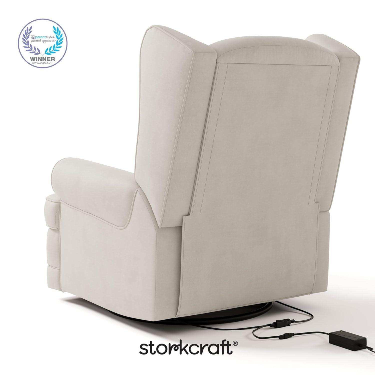 imageStorkcraft Serenity Glider Recliner Nursery Chair with USB Charging Port Ivory Premium Upholstered Nursery Glider Recliner with Manual Recline Function Dual USB ChargingIvory