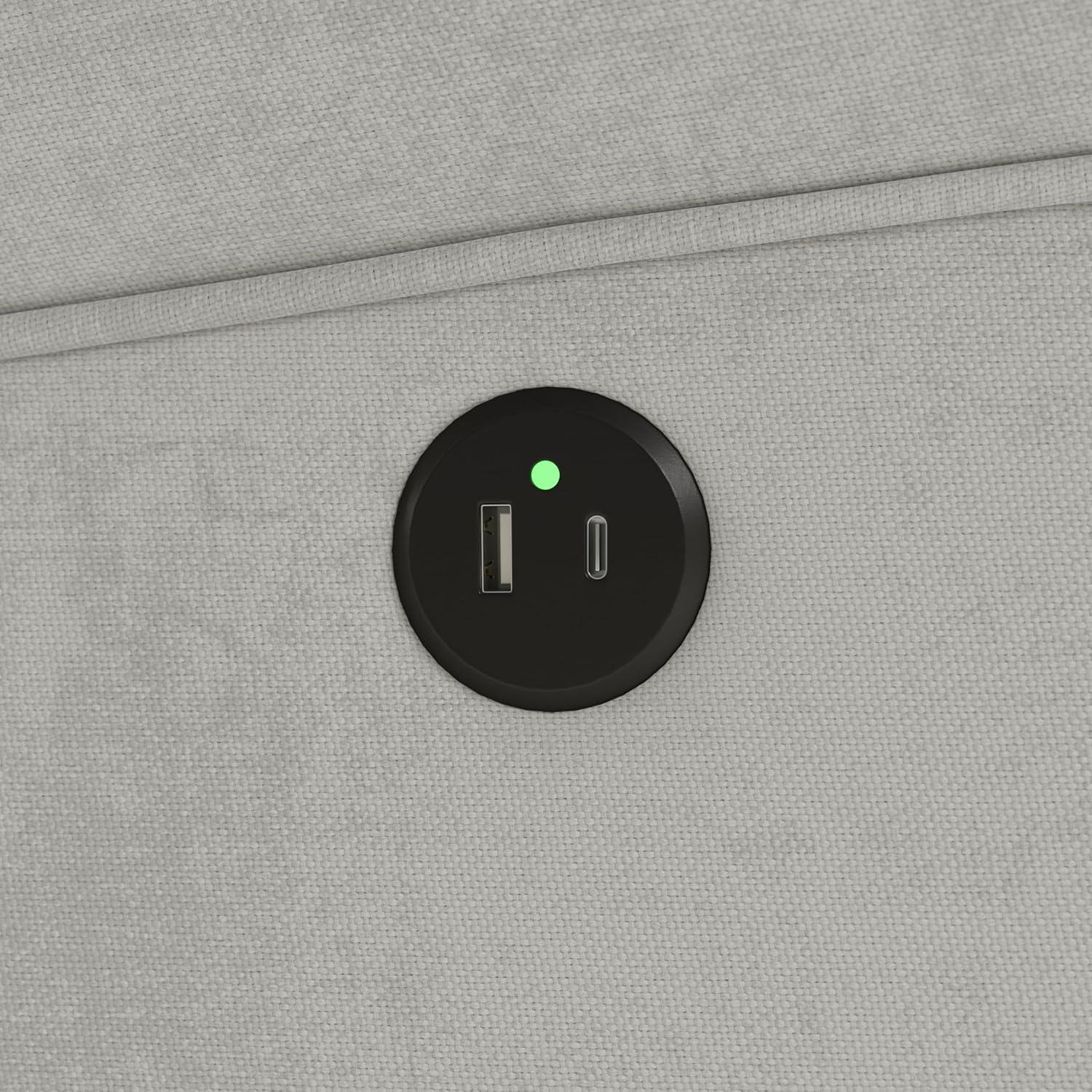 imageStorkcraft Serenity Glider Recliner Nursery Chair with USB Charging Port Ivory Premium Upholstered Nursery Glider Recliner with Manual Recline Function Dual USB ChargingSteel