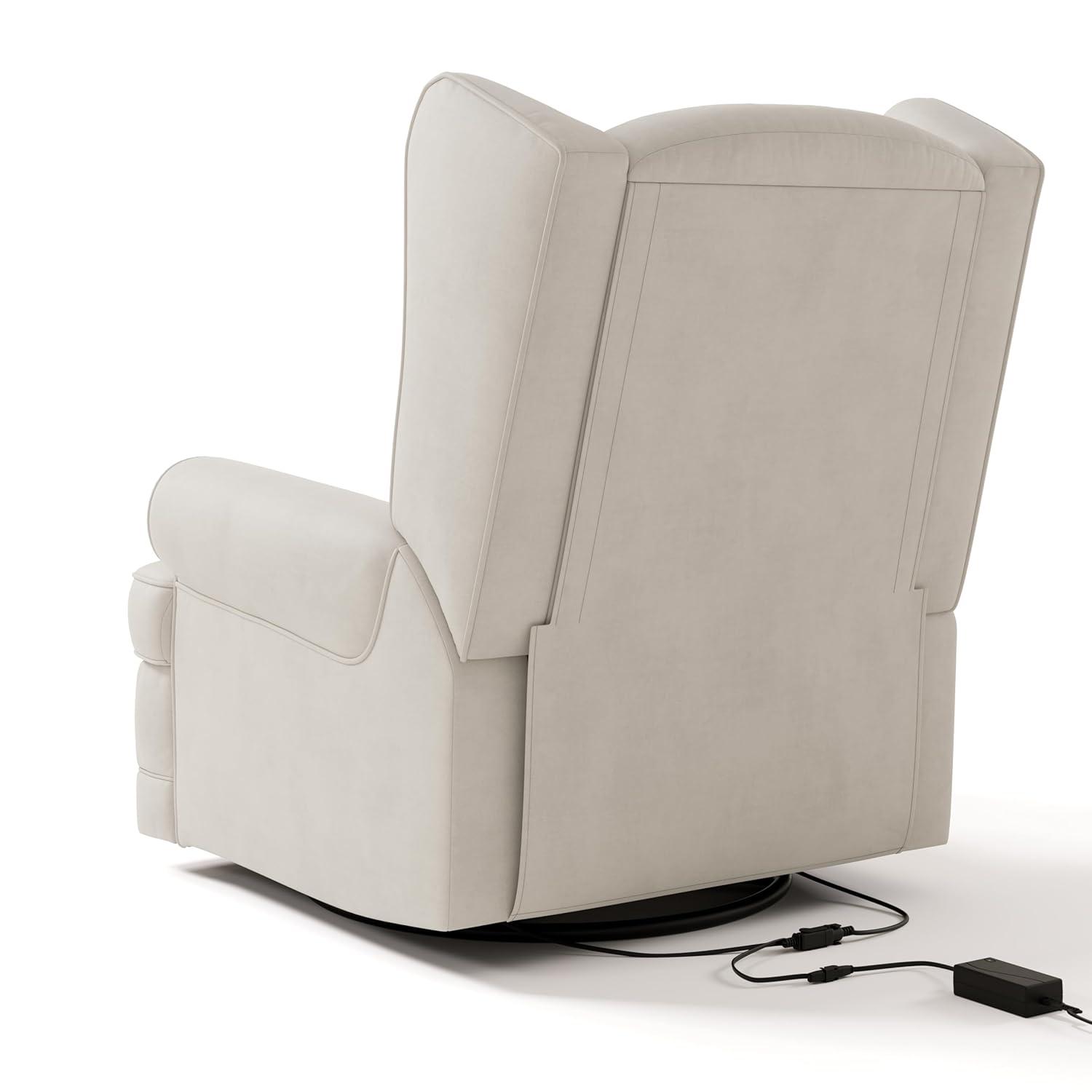 imageStorkcraft Serenity Glider Recliner Nursery Chair with USB Charging Port Ivory Premium Upholstered Nursery Glider Recliner with Manual Recline Function Dual USB ChargingIvory