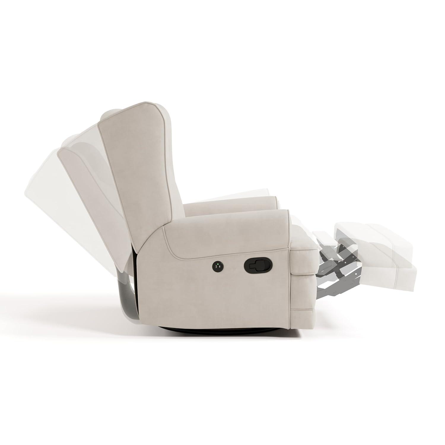 imageStorkcraft Serenity Glider Recliner Nursery Chair with USB Charging Port Ivory Premium Upholstered Nursery Glider Recliner with Manual Recline Function Dual USB ChargingIvory