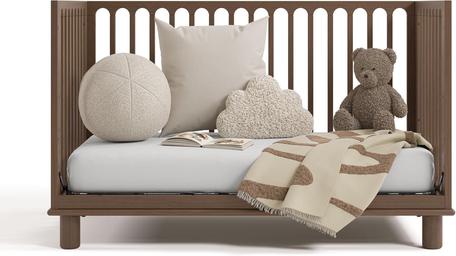 imageStorkcraft Sicily 3in1 Convertible Crib with Toddler Rail Included Driftwood GREENGUARD Gold Certified 100 Solid Wood Converts to Toddler Bed Fits Standard Crib MattressHazelnut