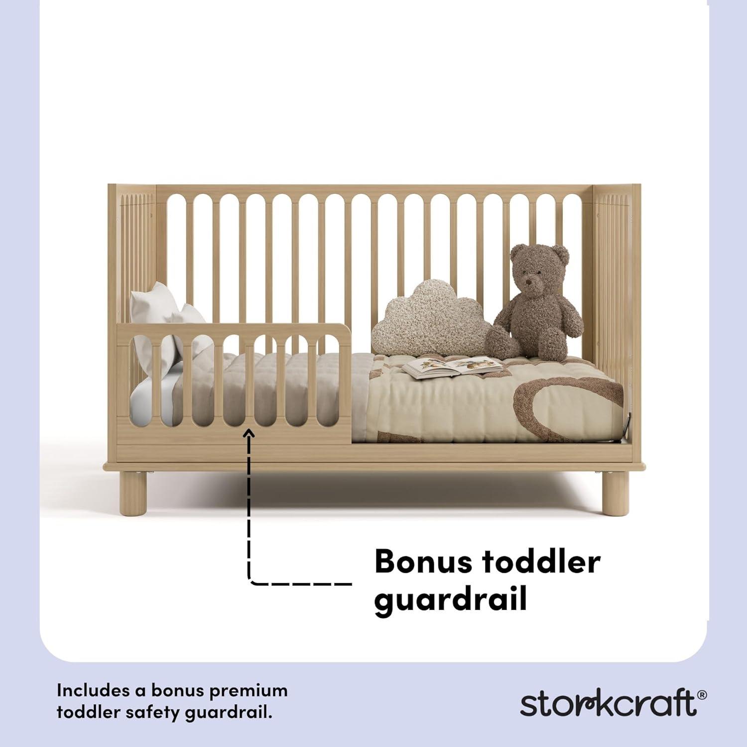 imageStorkcraft Sicily 3in1 Convertible Crib with Toddler Rail Included Driftwood GREENGUARD Gold Certified 100 Solid Wood Converts to Toddler Bed Fits Standard Crib MattressDriftwood