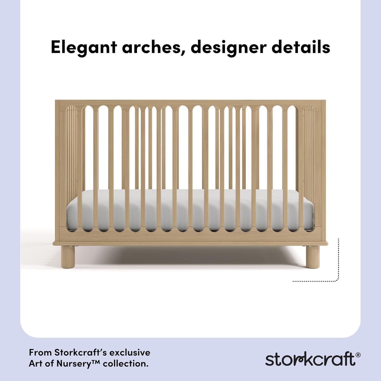 imageStorkcraft Sicily 3in1 Convertible Crib with Toddler Rail Included Driftwood GREENGUARD Gold Certified 100 Solid Wood Converts to Toddler Bed Fits Standard Crib MattressDriftwood