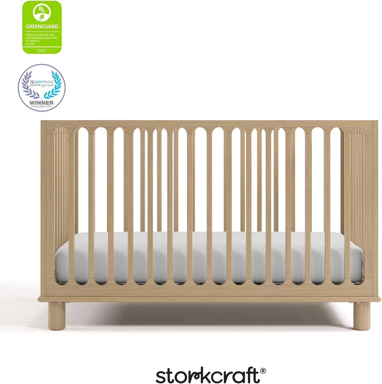 imageStorkcraft Sicily 3in1 Convertible Crib with Toddler Rail Included Driftwood GREENGUARD Gold Certified 100 Solid Wood Converts to Toddler Bed Fits Standard Crib MattressDriftwood
