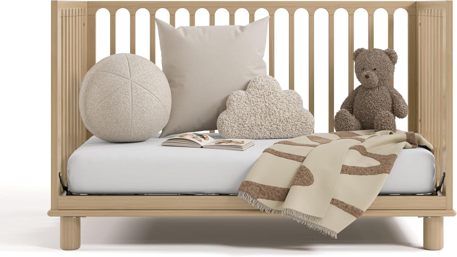 imageStorkcraft Sicily 3in1 Convertible Crib with Toddler Rail Included Driftwood GREENGUARD Gold Certified 100 Solid Wood Converts to Toddler Bed Fits Standard Crib MattressDriftwood