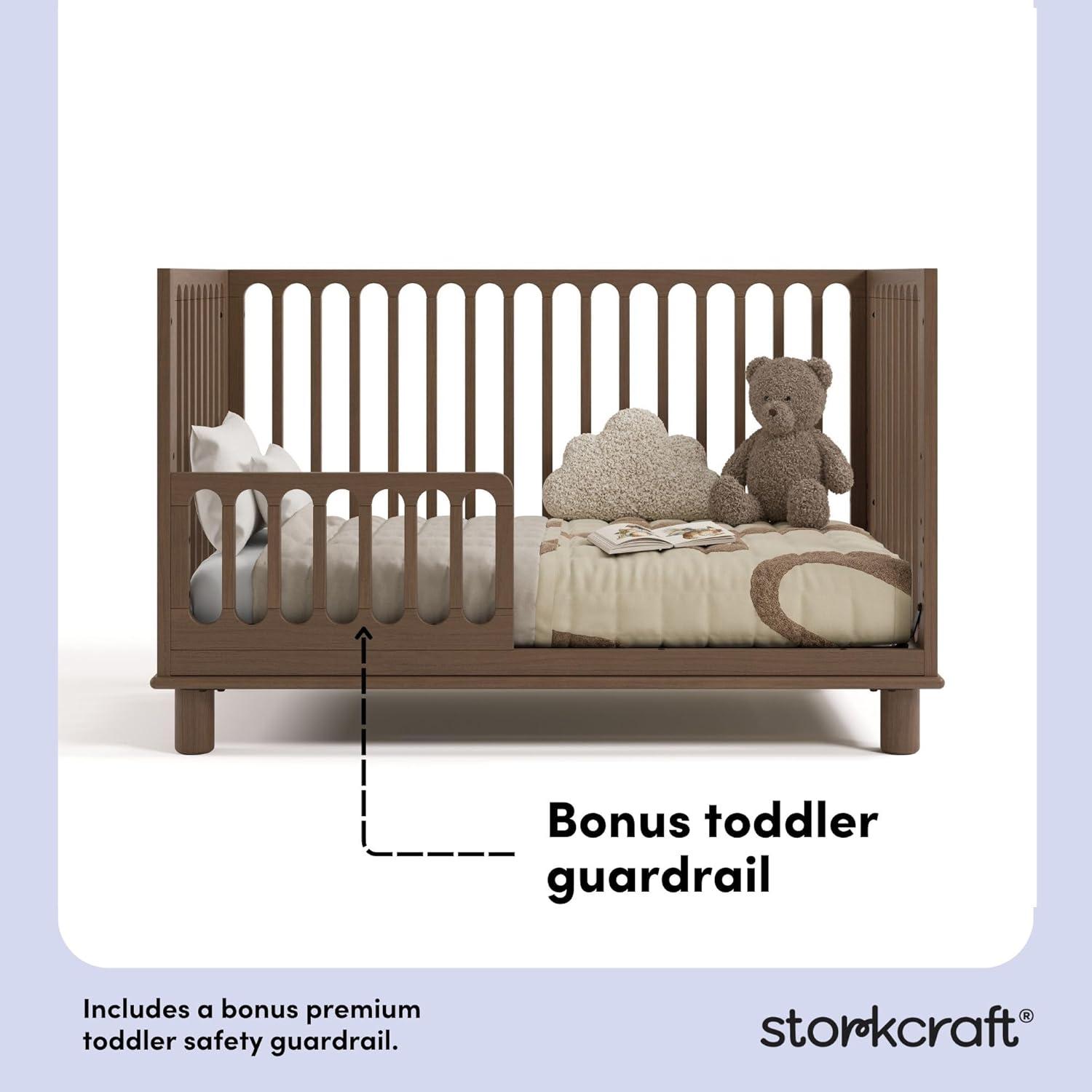 imageStorkcraft Sicily 3in1 Convertible Crib with Toddler Rail Included Driftwood GREENGUARD Gold Certified 100 Solid Wood Converts to Toddler Bed Fits Standard Crib MattressHazelnut