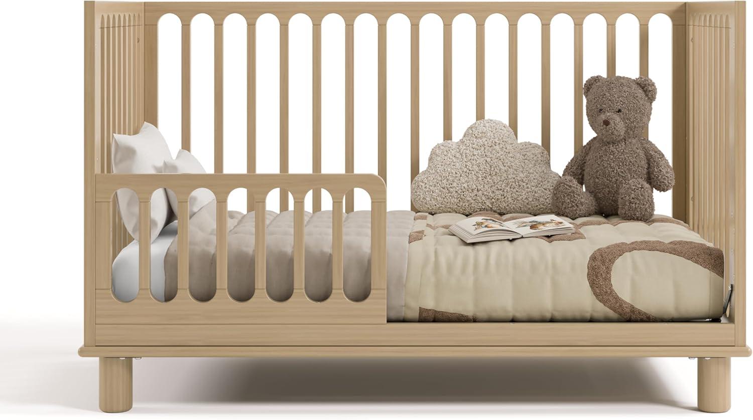 imageStorkcraft Sicily 3in1 Convertible Crib with Toddler Rail Included Driftwood GREENGUARD Gold Certified 100 Solid Wood Converts to Toddler Bed Fits Standard Crib MattressDriftwood