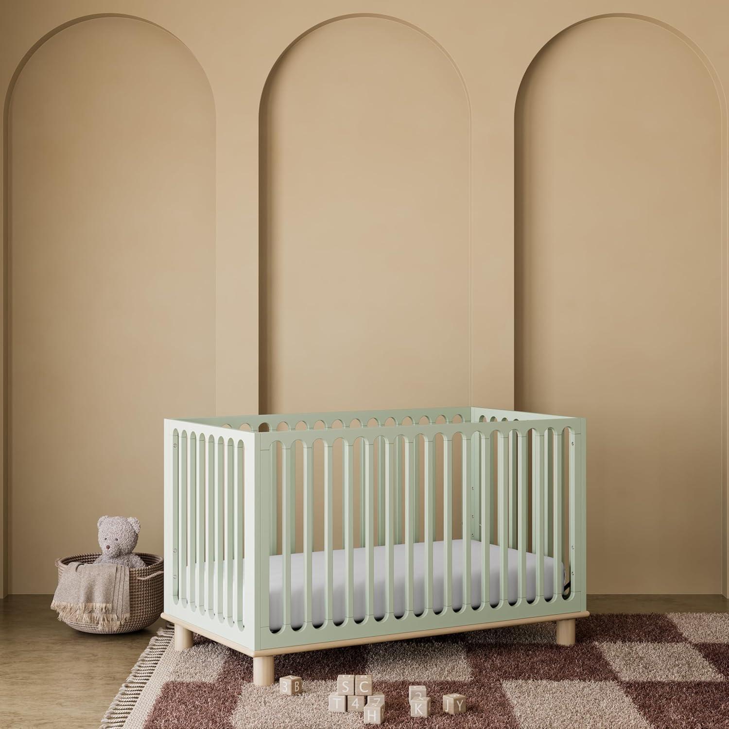 imageStorkcraft Sicily 3in1 Convertible Crib with Toddler Rail Included Driftwood GREENGUARD Gold Certified 100 Solid Wood Converts to Toddler Bed Fits Standard Crib MattressSage With Driftwood