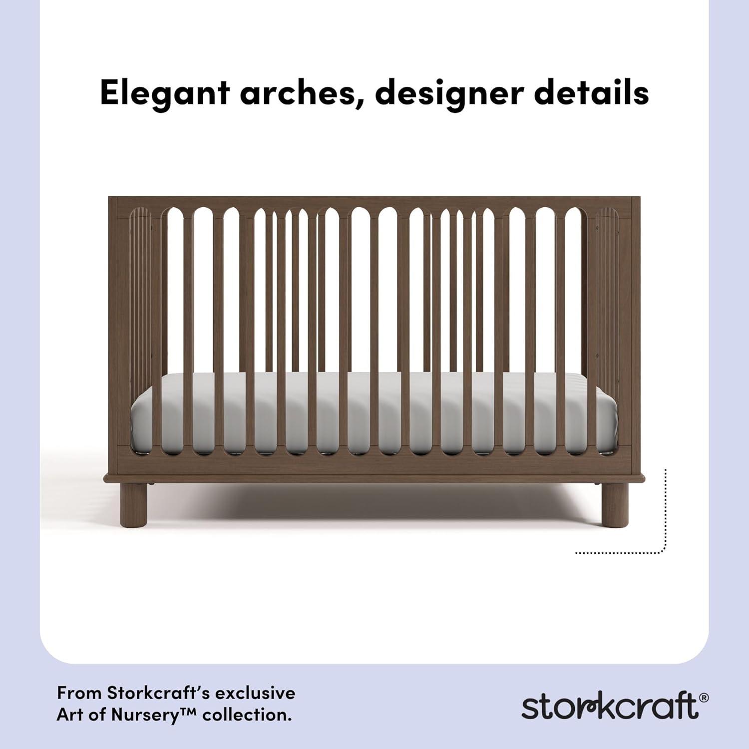 imageStorkcraft Sicily 3in1 Convertible Crib with Toddler Rail Included Driftwood GREENGUARD Gold Certified 100 Solid Wood Converts to Toddler Bed Fits Standard Crib MattressHazelnut