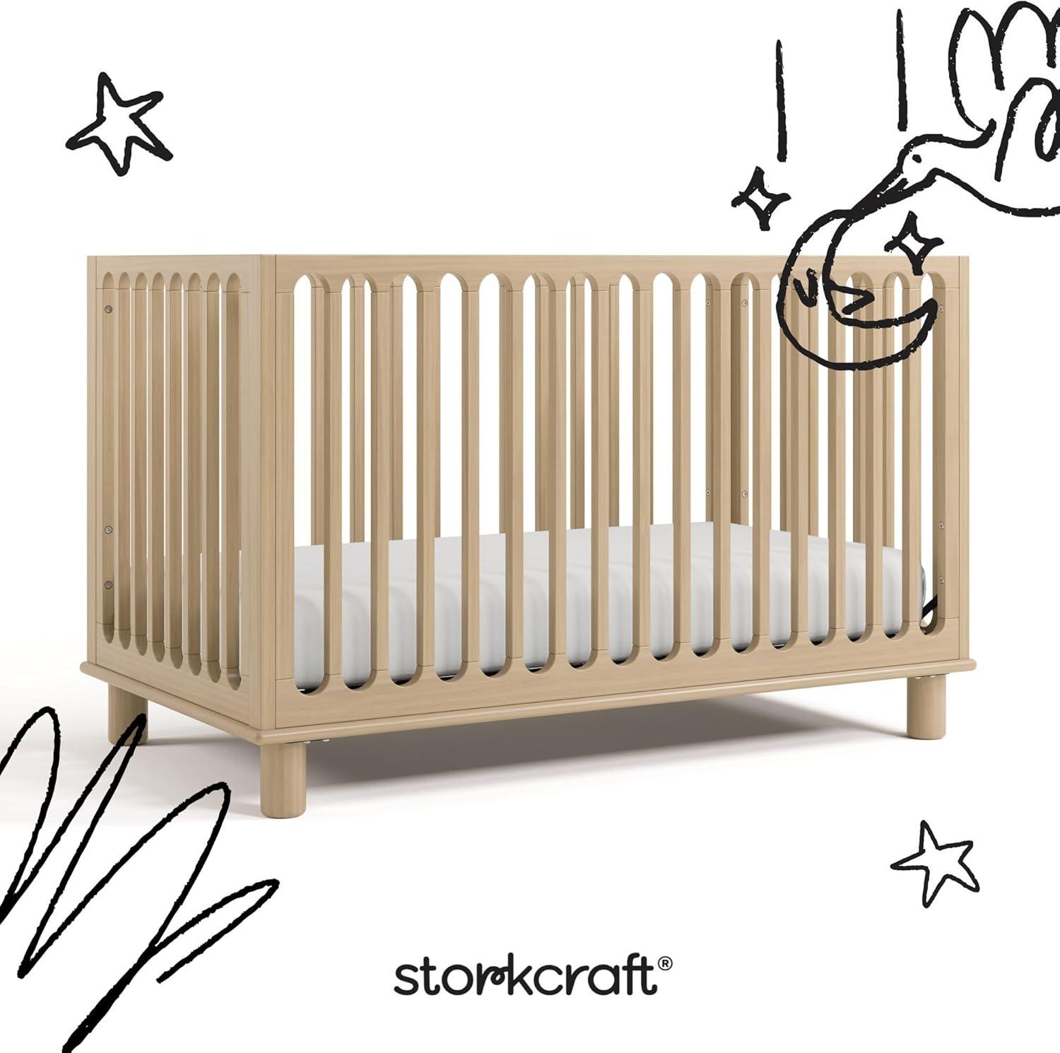 imageStorkcraft Sicily 3in1 Convertible Crib with Toddler Rail Included Driftwood GREENGUARD Gold Certified 100 Solid Wood Converts to Toddler Bed Fits Standard Crib MattressDriftwood