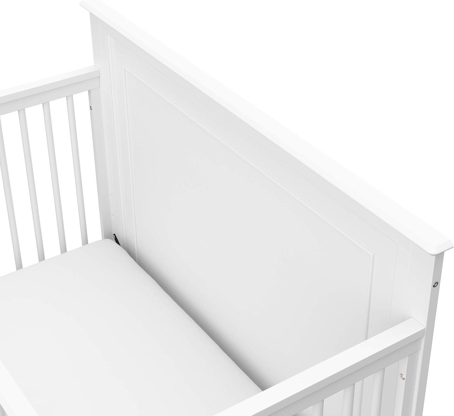 imageStorkcraft Solstice 5In1 Convertible Crib White GREENGUARD Gold Certified Converts to Toddler Bed and FullSize Bed Fits Standard FullSize Crib Mattress Adjustable Mattress Support BaseWhite