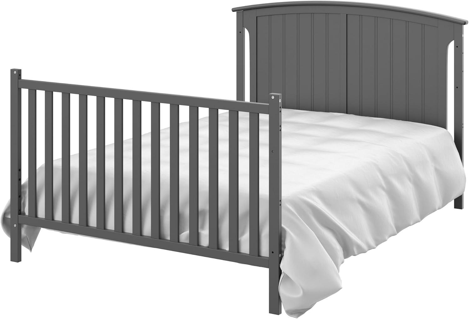 imageStorkcraft Steveston 5in1 Convertible Crib and Changer with Drawer Gray GREENGUARD Gold Certified Crib and Changing Table Combo with Drawer Converts to Toddler Bed Daybed and FullSize BedGrey