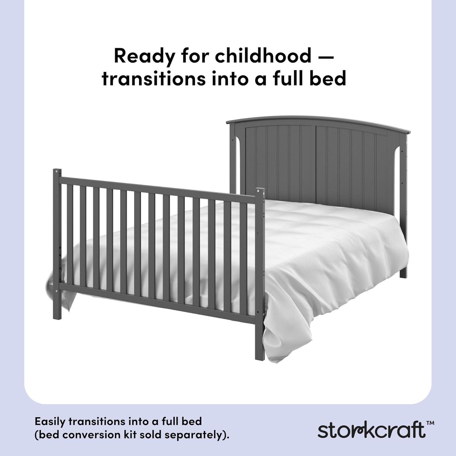 imageStorkcraft Steveston 5in1 Convertible Crib and Changer with Drawer Gray GREENGUARD Gold Certified Crib and Changing Table Combo with Drawer Converts to Toddler Bed Daybed and FullSize BedGrey