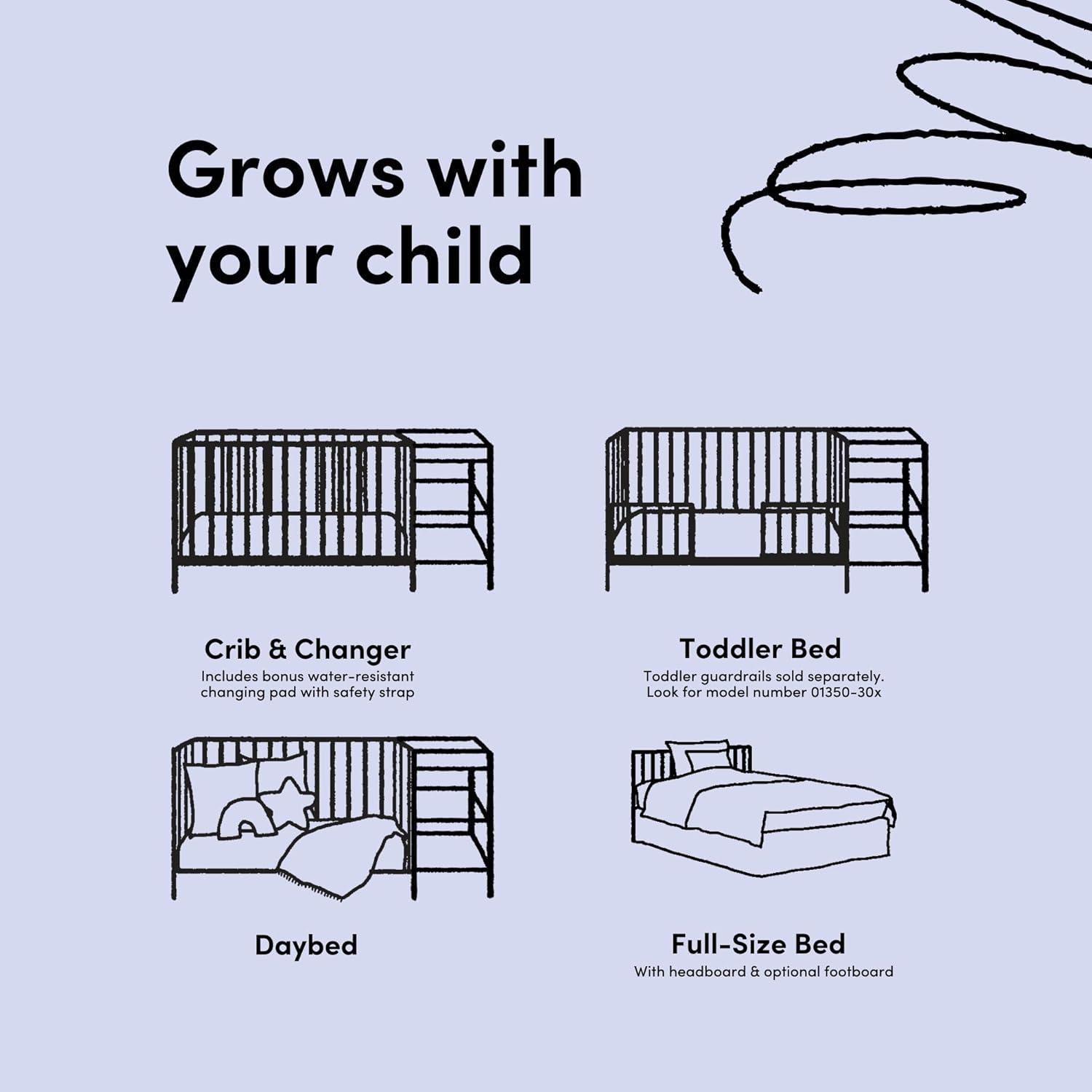 imageStorkcraft Steveston 5in1 Convertible Crib and Changer with Drawer Gray GREENGUARD Gold Certified Crib and Changing Table Combo with Drawer Converts to Toddler Bed Daybed and FullSize BedWhite