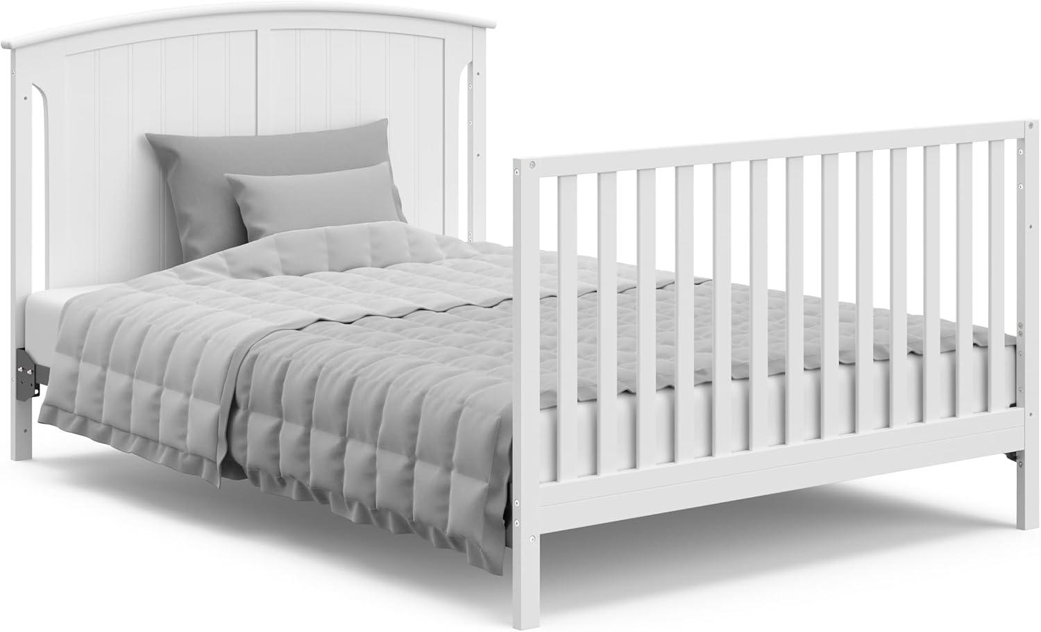imageStorkcraft Steveston 5in1 Convertible Crib and Changer with Drawer Gray GREENGUARD Gold Certified Crib and Changing Table Combo with Drawer Converts to Toddler Bed Daybed and FullSize BedWhite