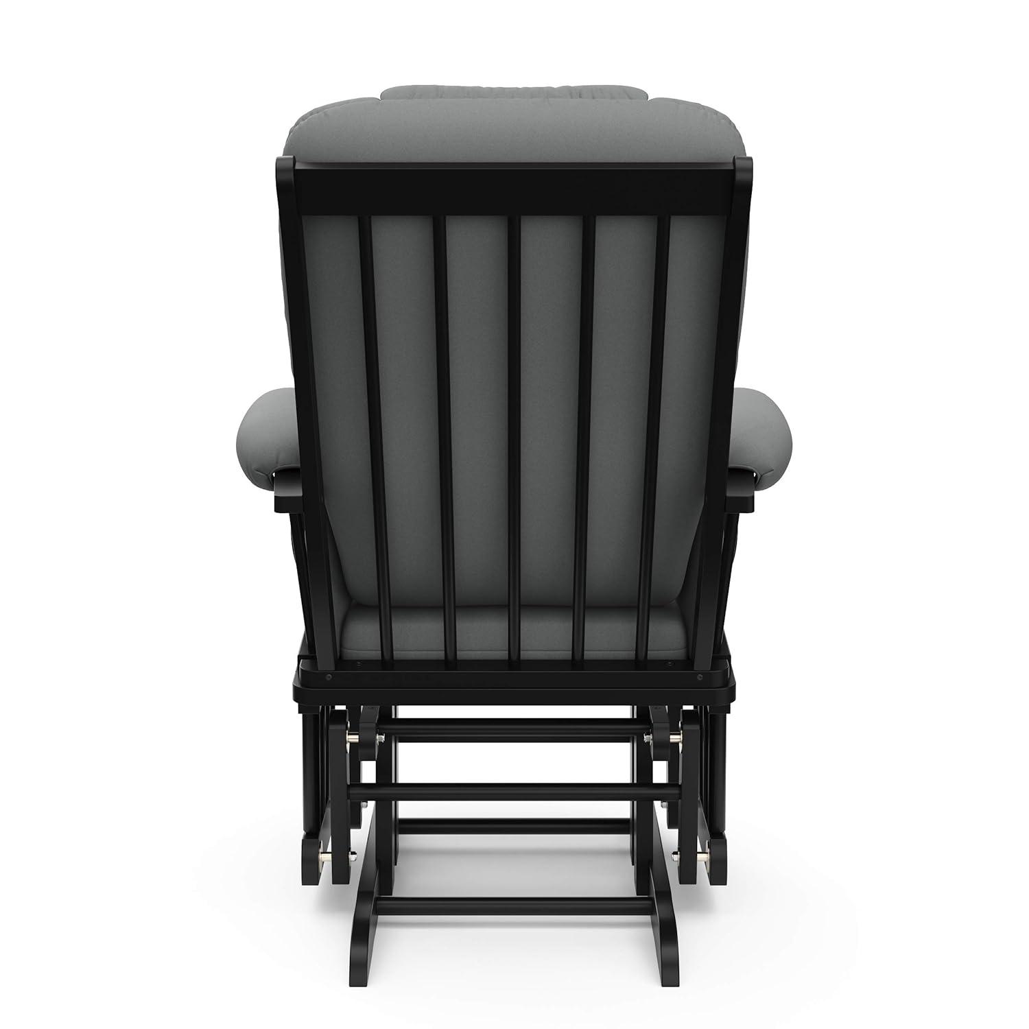 imageStorkcraft Tuscany Glider with Ottoman BlackGray GREENGUARD Gold Certified Bonus Lumbar Cushion Included Solid Wood Base Smooth Motion AwardWinning Nursery Rocking Chair Glider and OttomanBlackGray