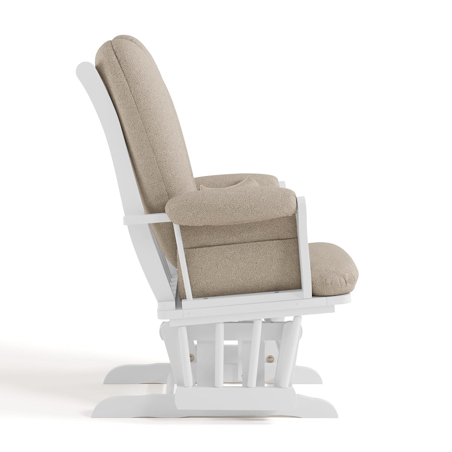 imageStorkcraft Tuscany Glider with Ottoman BlackGray GREENGUARD Gold Certified Bonus Lumbar Cushion Included Solid Wood Base Smooth Motion AwardWinning Nursery Rocking Chair Glider and OttomanWhite WTaupe Swirl