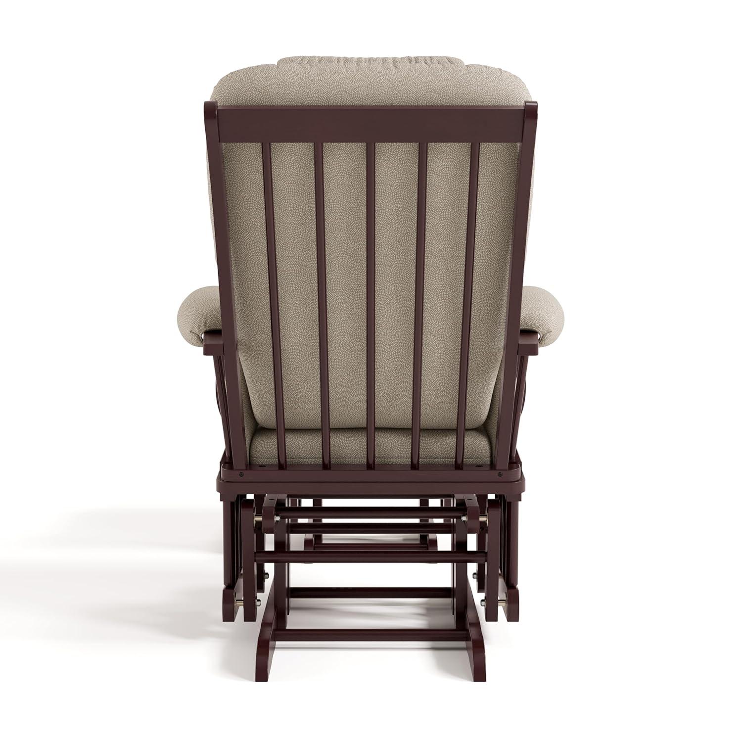 imageStorkcraft Tuscany Glider with Ottoman BlackGray GREENGUARD Gold Certified Bonus Lumbar Cushion Included Solid Wood Base Smooth Motion AwardWinning Nursery Rocking Chair Glider and OttomanEspresso WTaupe Swirl