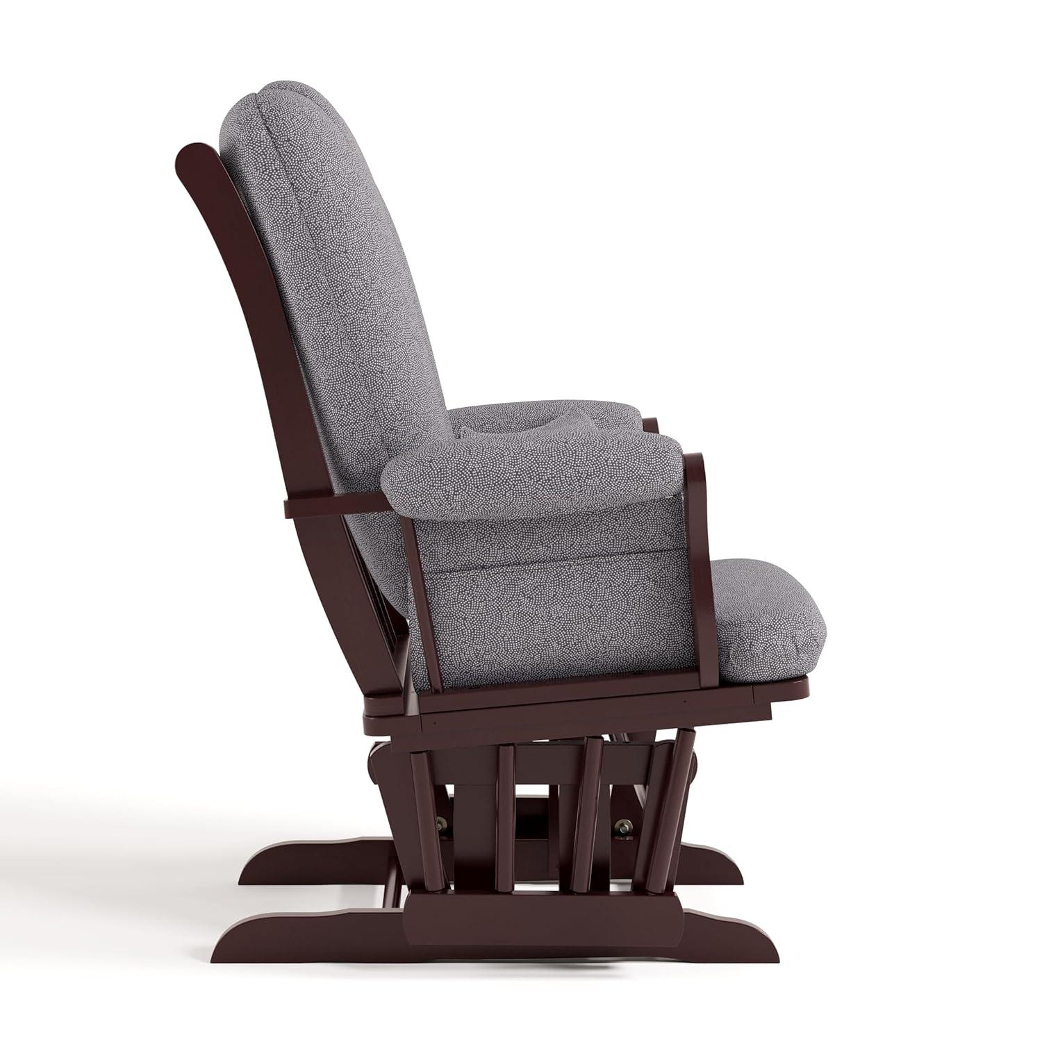 imageStorkcraft Tuscany Glider with Ottoman BlackGray GREENGUARD Gold Certified Bonus Lumbar Cushion Included Solid Wood Base Smooth Motion AwardWinning Nursery Rocking Chair Glider and OttomanEspresso WGray Swirl