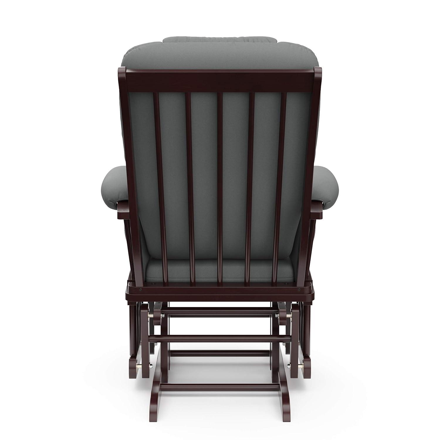 imageStorkcraft Tuscany Glider with Ottoman BlackGray GREENGUARD Gold Certified Bonus Lumbar Cushion Included Solid Wood Base Smooth Motion AwardWinning Nursery Rocking Chair Glider and OttomanEspressoGray