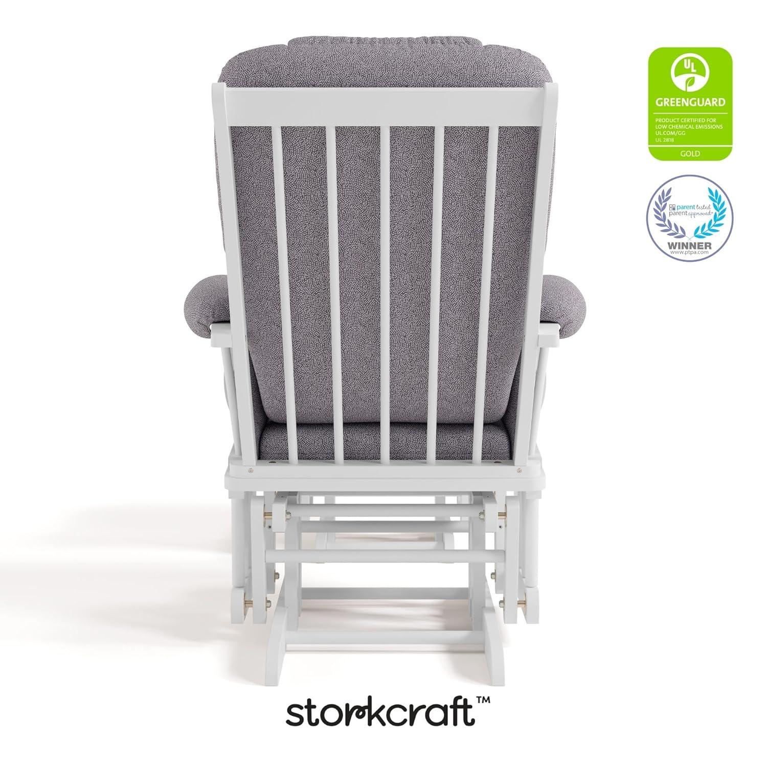 imageStorkcraft Tuscany Glider with Ottoman BlackGray GREENGUARD Gold Certified Bonus Lumbar Cushion Included Solid Wood Base Smooth Motion AwardWinning Nursery Rocking Chair Glider and OttomanWhite WGray Swirl