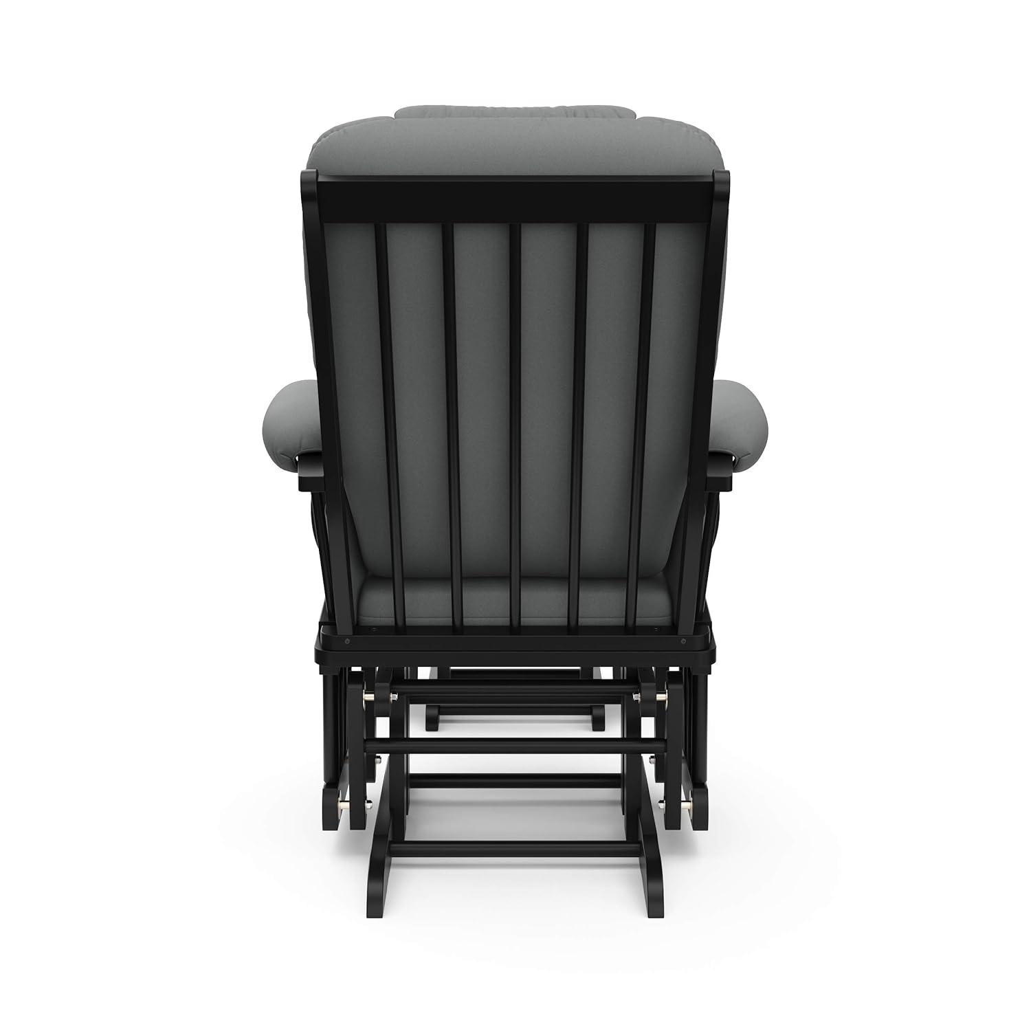 imageStorkcraft Tuscany Glider with Ottoman BlackGray GREENGUARD Gold Certified Bonus Lumbar Cushion Included Solid Wood Base Smooth Motion AwardWinning Nursery Rocking Chair Glider and OttomanBlackGray