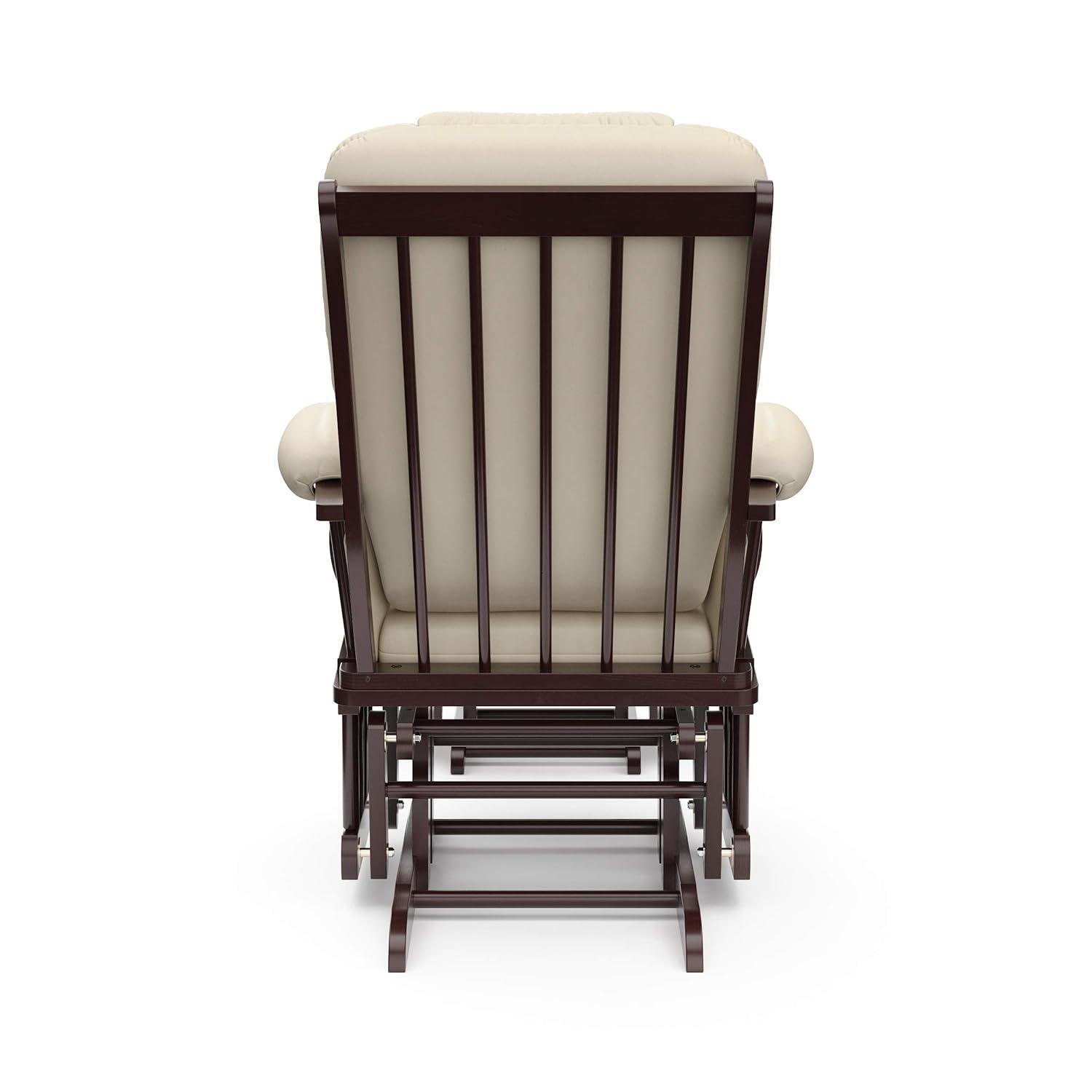 imageStorkcraft Tuscany Glider with Ottoman BlackGray GREENGUARD Gold Certified Bonus Lumbar Cushion Included Solid Wood Base Smooth Motion AwardWinning Nursery Rocking Chair Glider and OttomanEspressoBeige