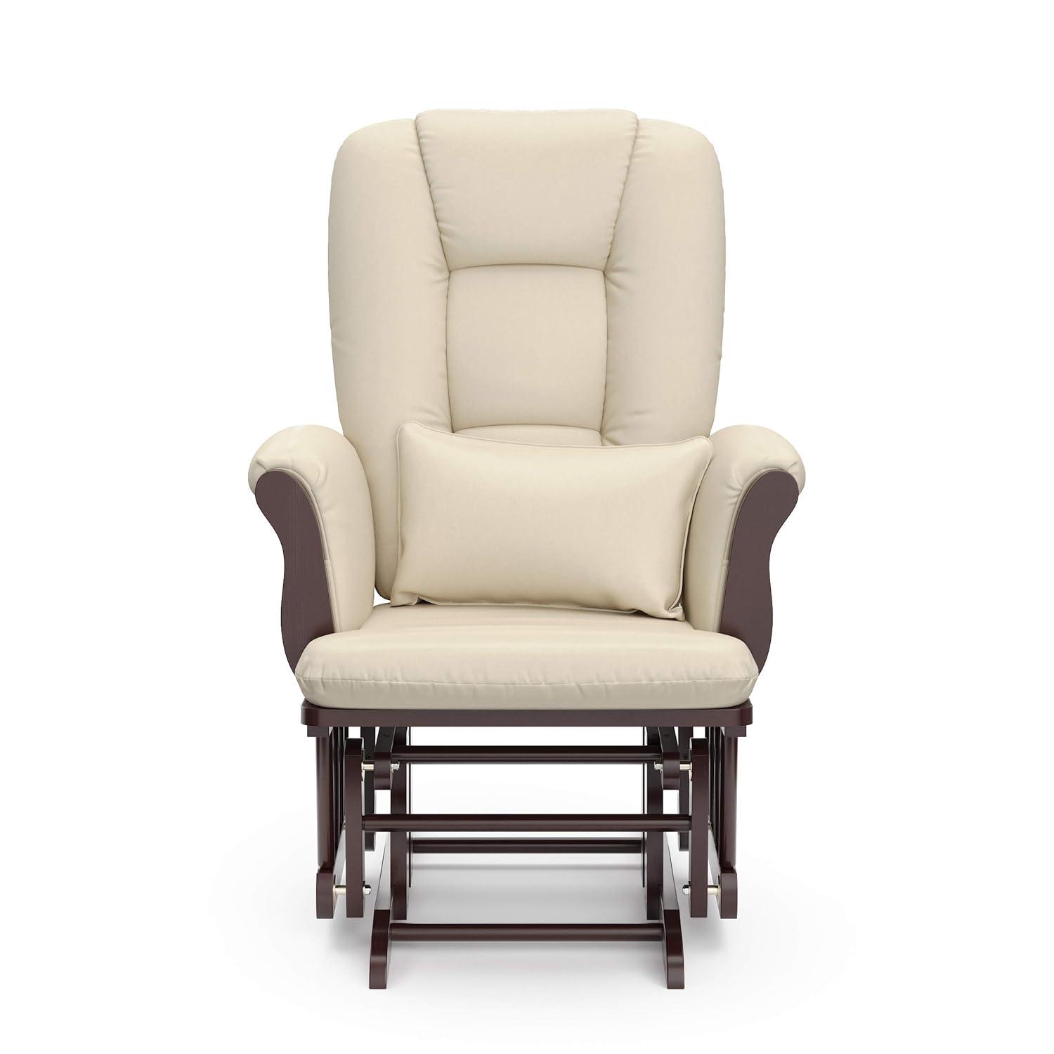 imageStorkcraft Tuscany Glider with Ottoman BlackGray GREENGUARD Gold Certified Bonus Lumbar Cushion Included Solid Wood Base Smooth Motion AwardWinning Nursery Rocking Chair Glider and OttomanEspressoBeige