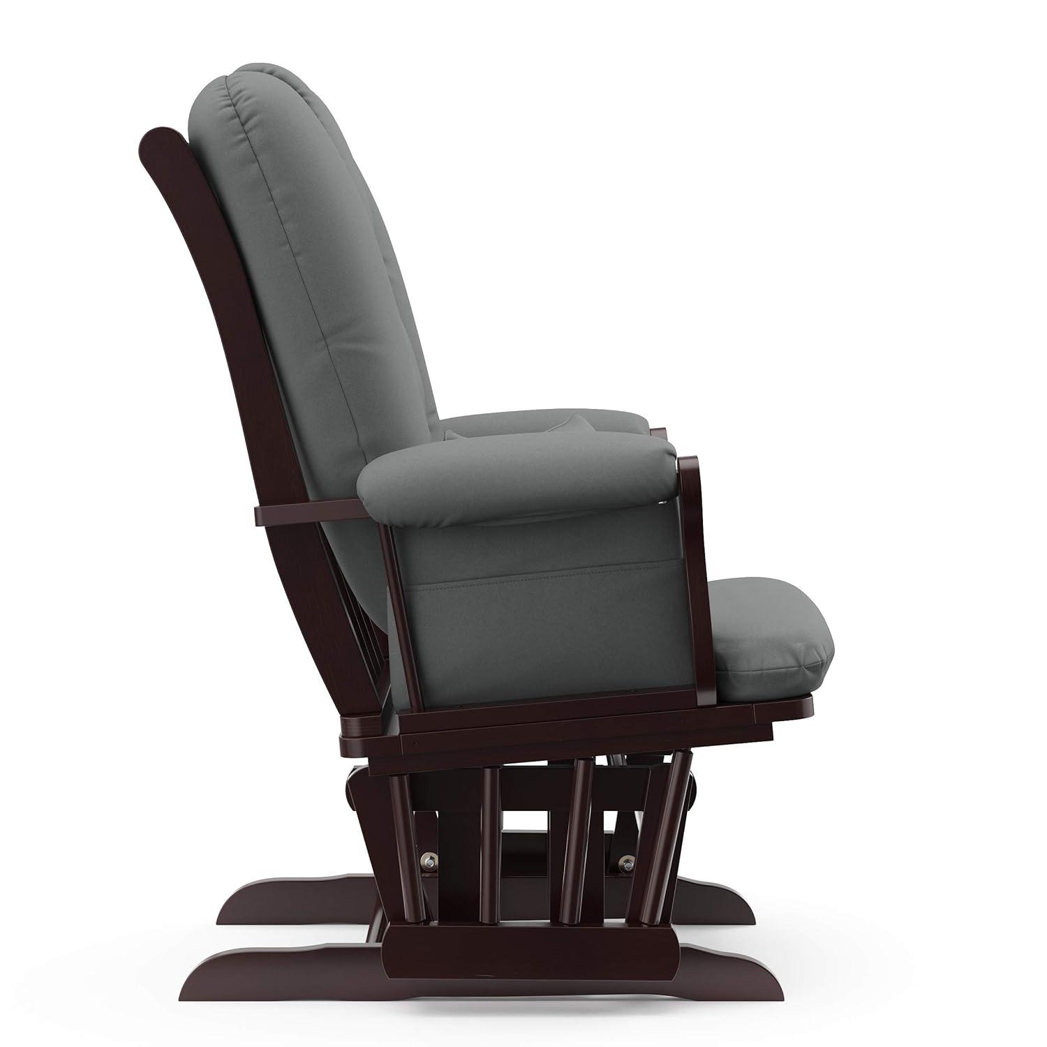 imageStorkcraft Tuscany Glider with Ottoman BlackGray GREENGUARD Gold Certified Bonus Lumbar Cushion Included Solid Wood Base Smooth Motion AwardWinning Nursery Rocking Chair Glider and OttomanEspressoGray