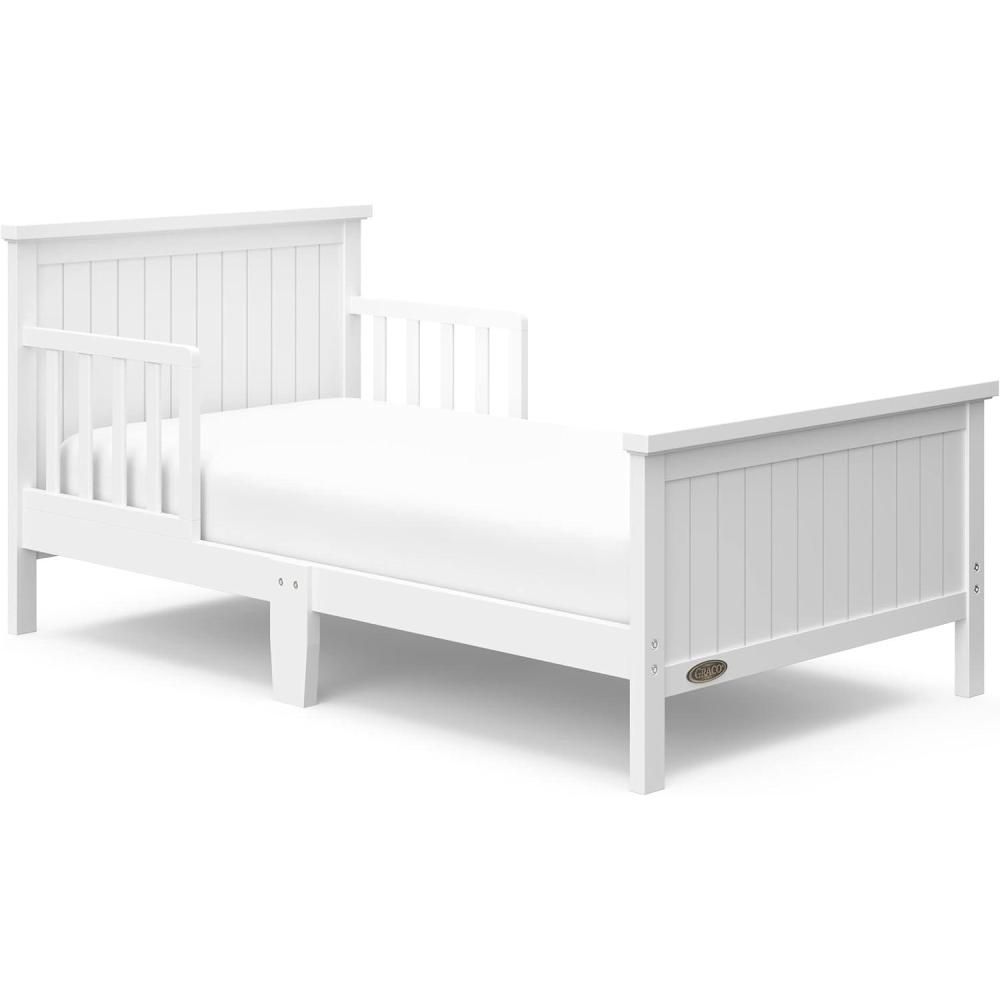 imageGraco Bailey Toddler Bed White GREENGUARD Gold Certified Fits Standard FullSize Crib ampamp Toddler Mattress Toddler Safety Guardrails Included Complete Design with Solid Headboard FootboardWhite