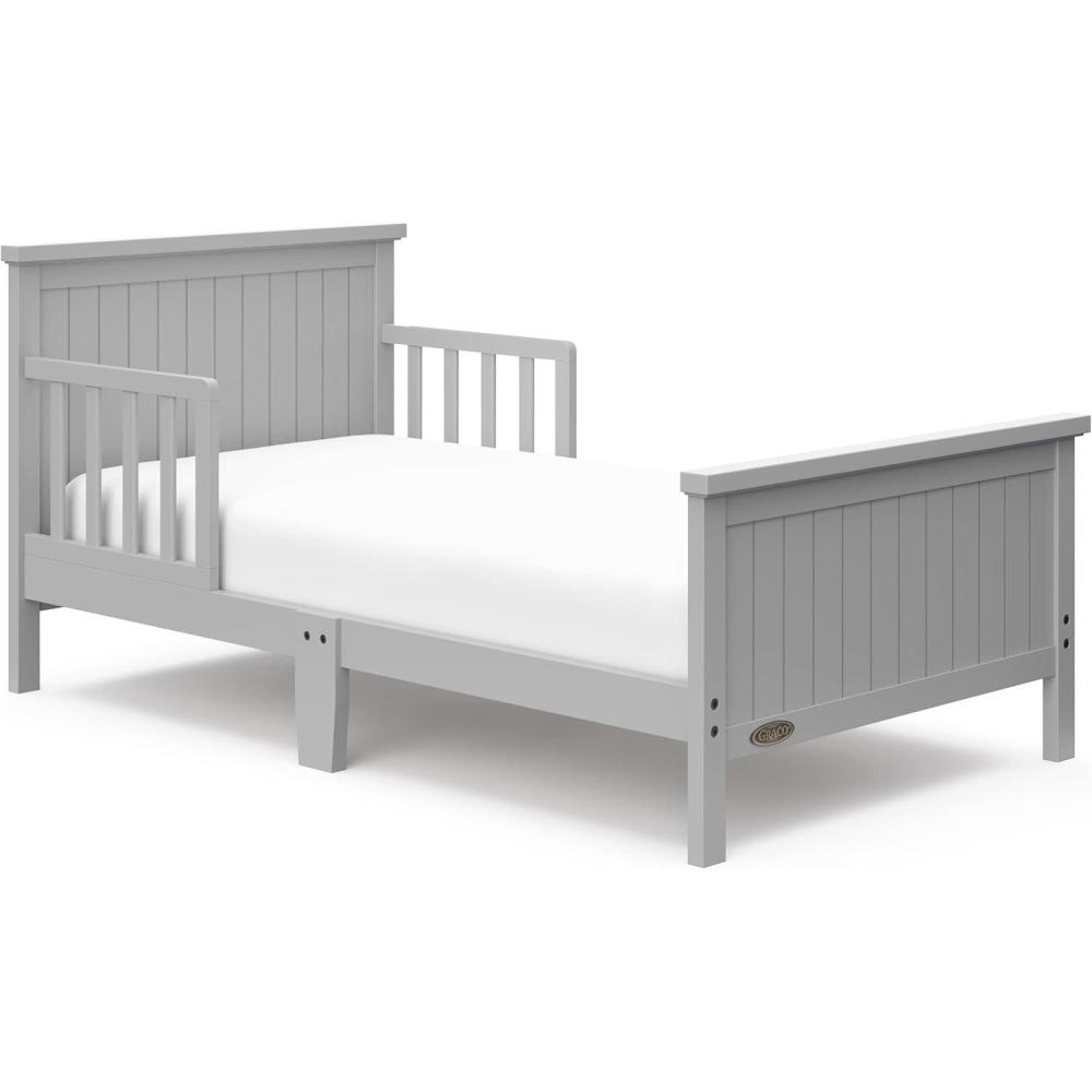 imageGraco Bailey Toddler Bed White GREENGUARD Gold Certified Fits Standard FullSize Crib ampamp Toddler Mattress Toddler Safety Guardrails Included Complete Design with Solid Headboard FootboardPebble Gray