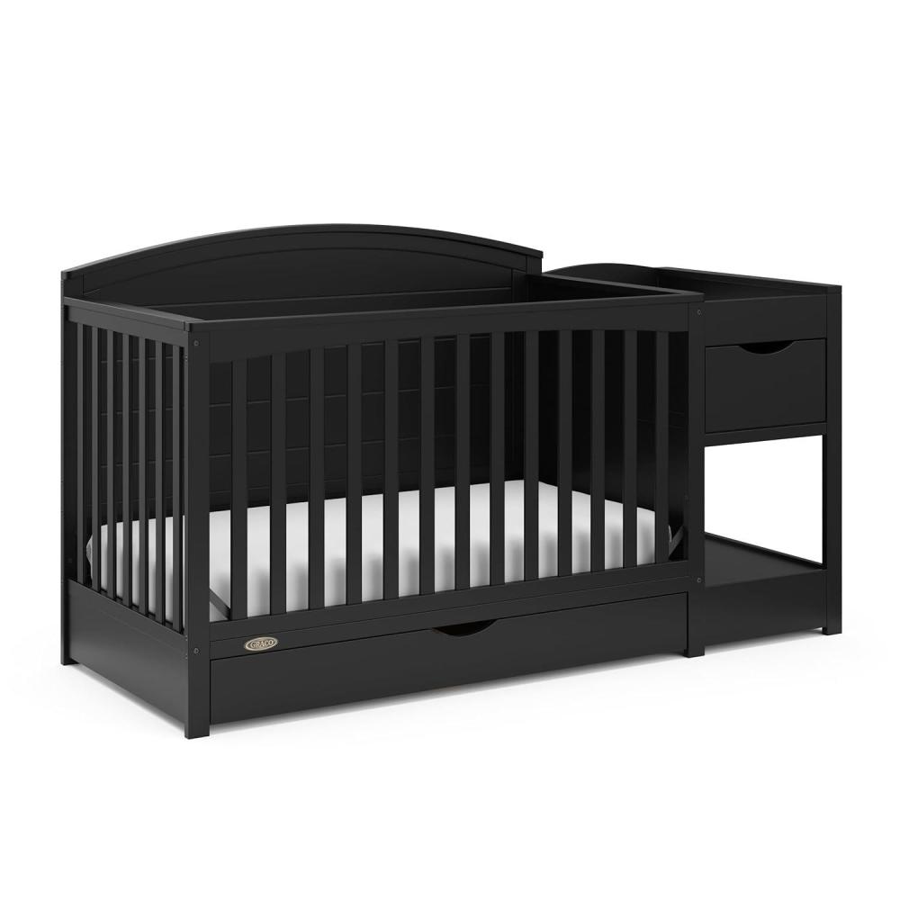 imageGraco Bellwood 5in1 Convertible Crib ampamp Changer with Drawer Black GREENGUARD Gold Certified FullSize Storage Drawer Converts to Toddler Bed and FullSize BedBlack
