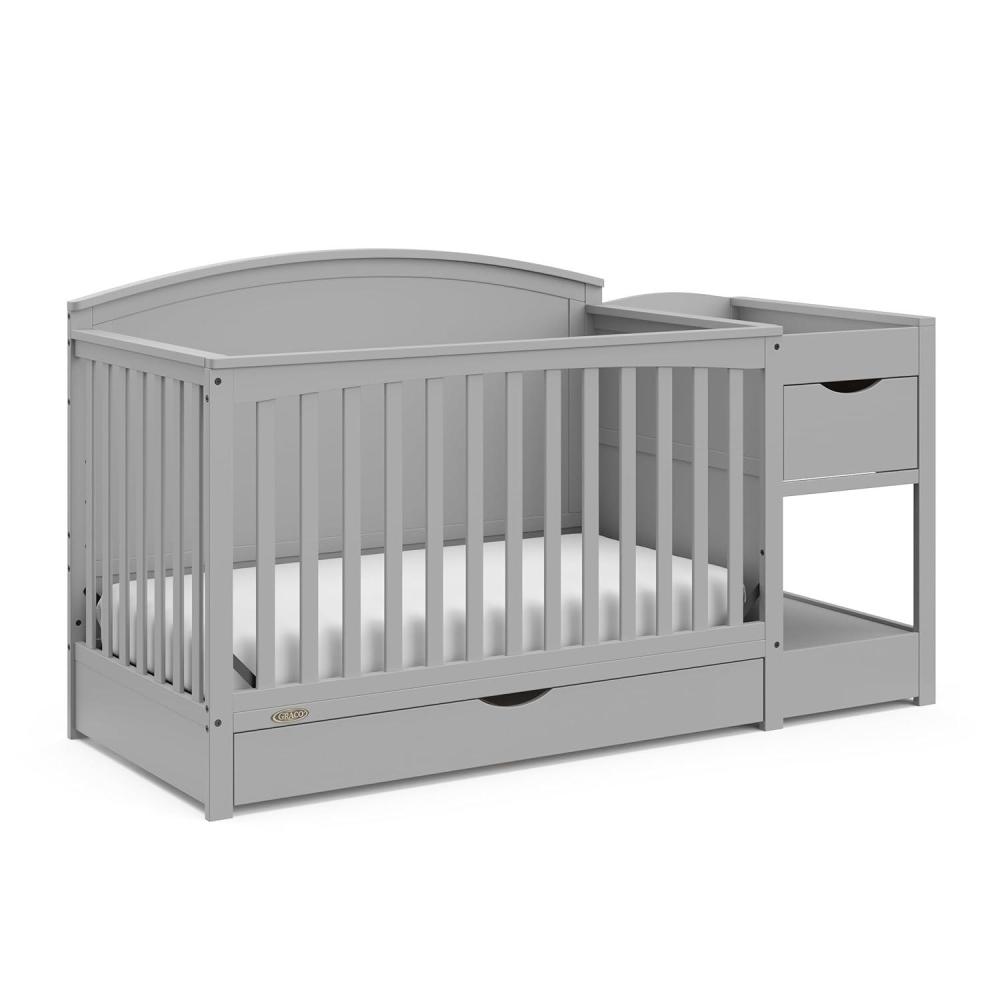 imageGraco Bellwood 5in1 Convertible Crib ampamp Changer with Drawer Black GREENGUARD Gold Certified FullSize Storage Drawer Converts to Toddler Bed and FullSize BedPebble Gray