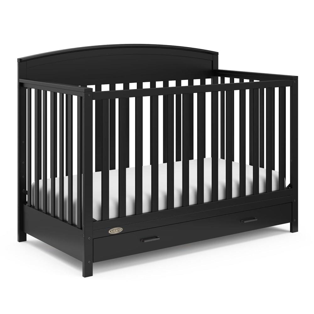 imageGraco Benton 5in1 Convertible Crib White GREENGUARD Gold Certified Converts from Baby Crib to Toddler Bed Daybed and FullSize Bed Fits Standard FullSize Crib MattressBlack